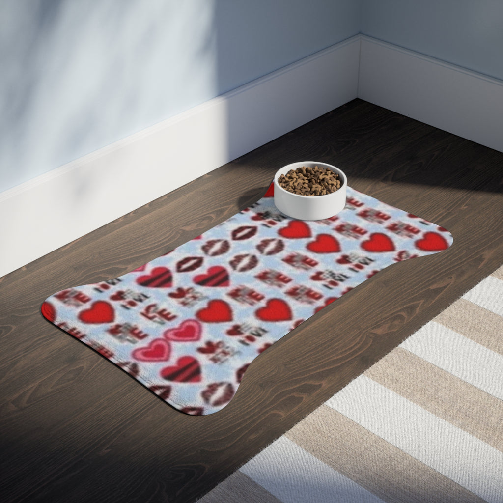 Valentine Hearts Pet Feeding Mat — Cute Love Pattern Placemat for Dogs & Cats