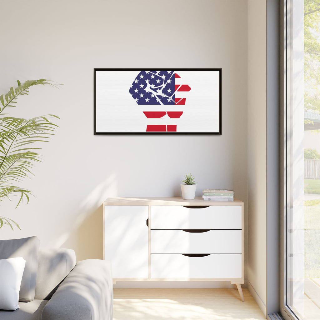 Framed Canvas Print – American Flag Fist Wall Art