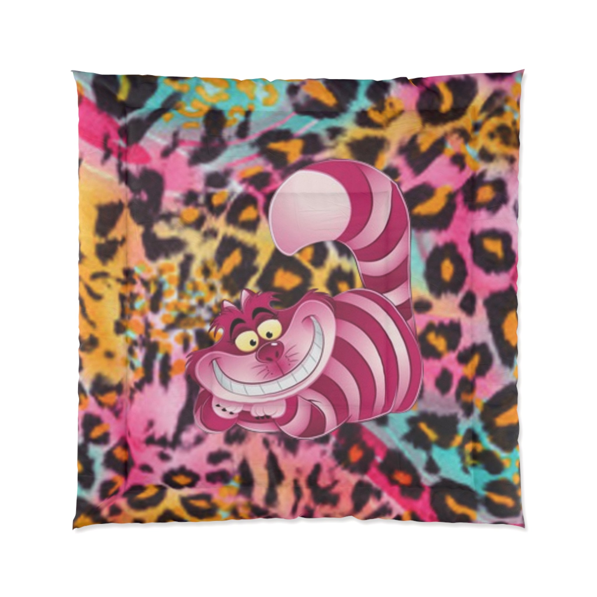 Cheshire Cat Leopard Print Comforter — Colorful Tie-Dye Animal Bedding