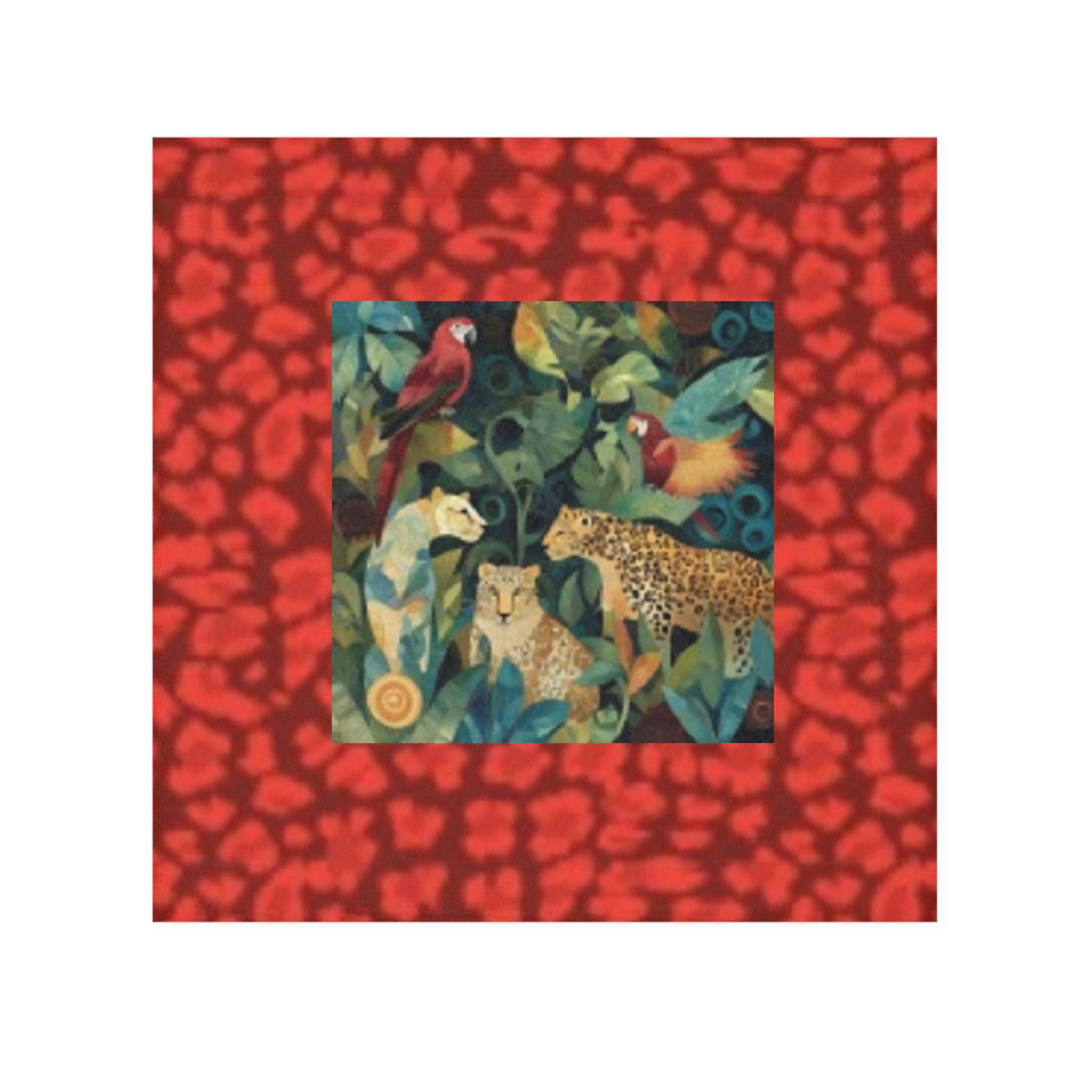 Jungle Cats Face Towel — Tropical Leopard & Parrot Print Washcloth