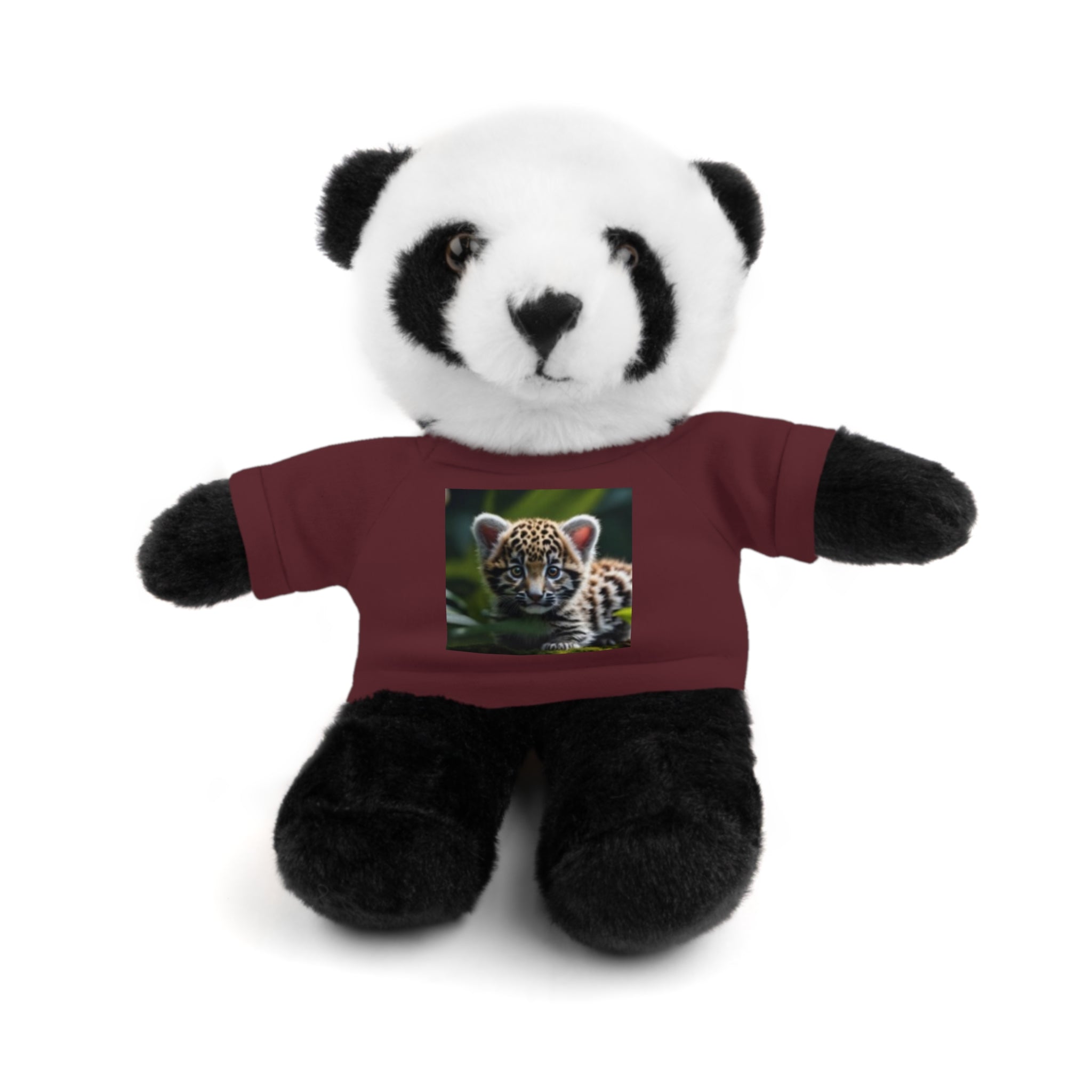 Plush Teddy Bear with Leopard Cub Tee — Cute Animal Gift for Kids & Wildlife Lovers