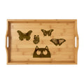 Engraved Bamboo Serving Tray with Peeking Cat Design