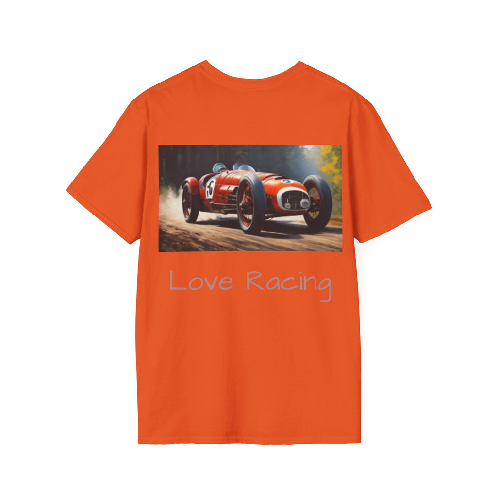 Racing Car Love Racing Patriotic Starburst Pocket T-Shirt – Blue Stars Chest Print