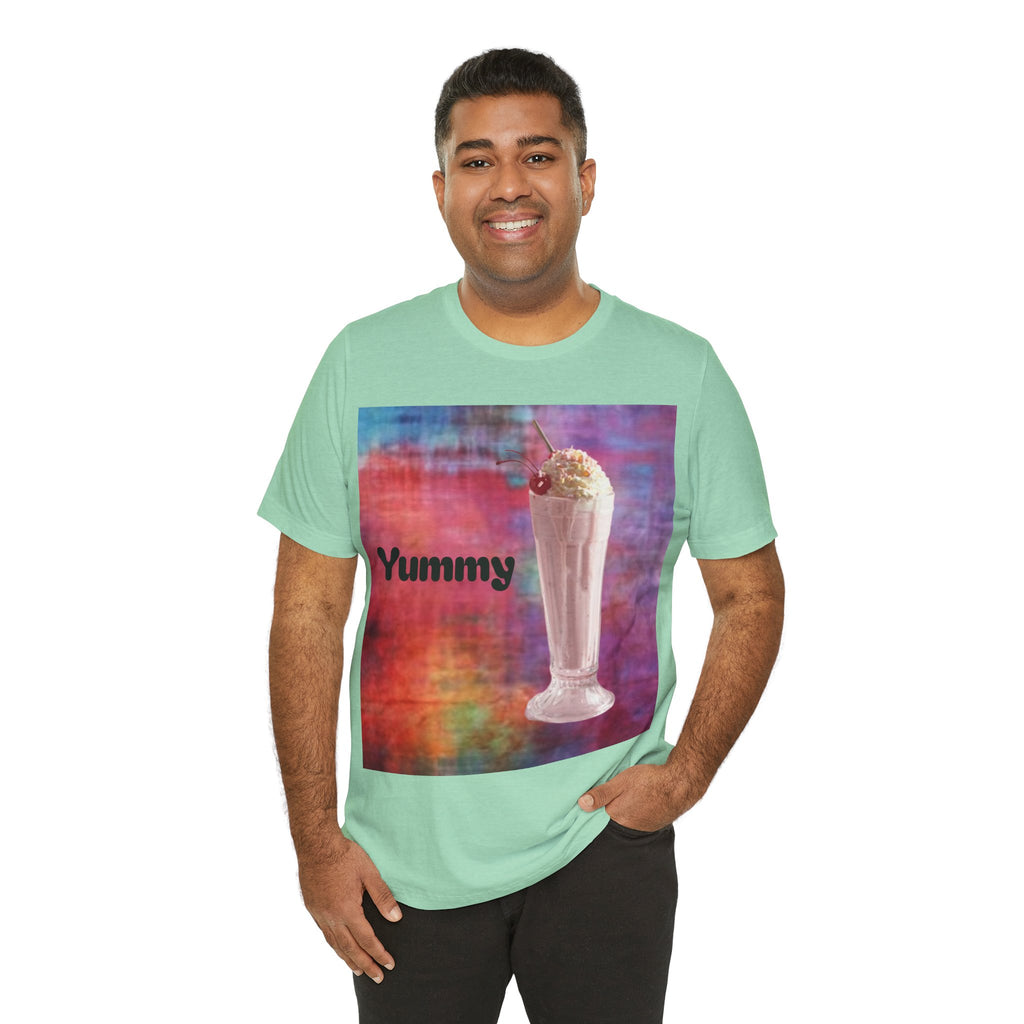 Yummy Strawberry Milkshake Tee - Retro Colorful Ice Cream Soda Graphic T-Shirt