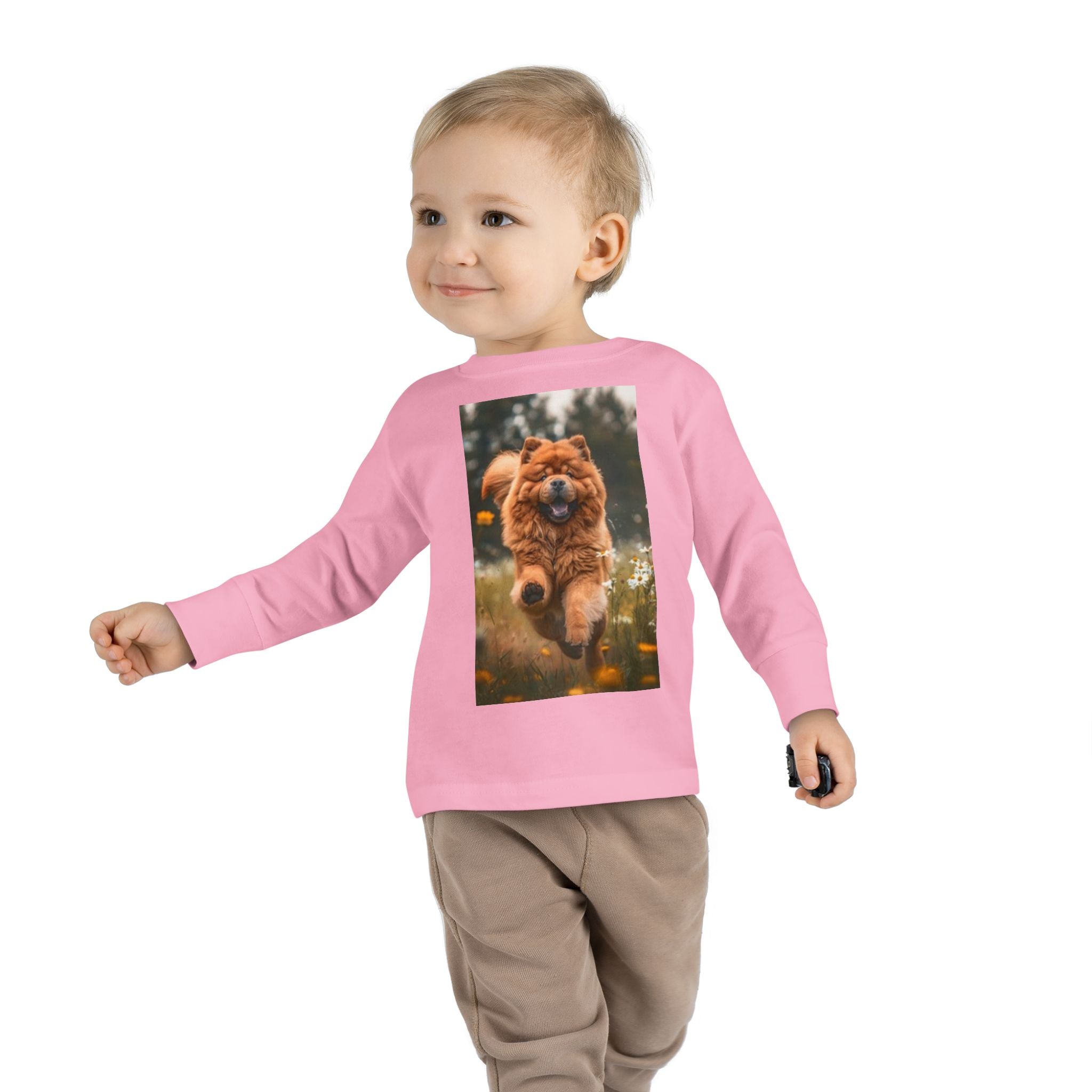 Toddler Long Sleeve Tee — Joyful Running Chow Chow Dog Photo Tee