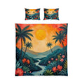 Tropical Sunset Cotton Duvet Cover Set – Palm Beach Floral Bed Set