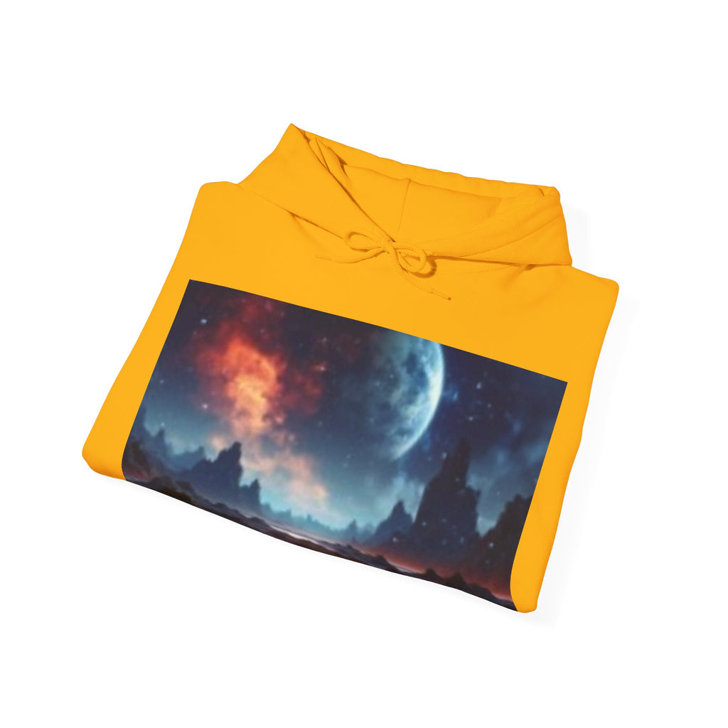 Alien Landscape Hoodie — Cosmic Moonscape & Green Alien Graphic Sweatshirt
