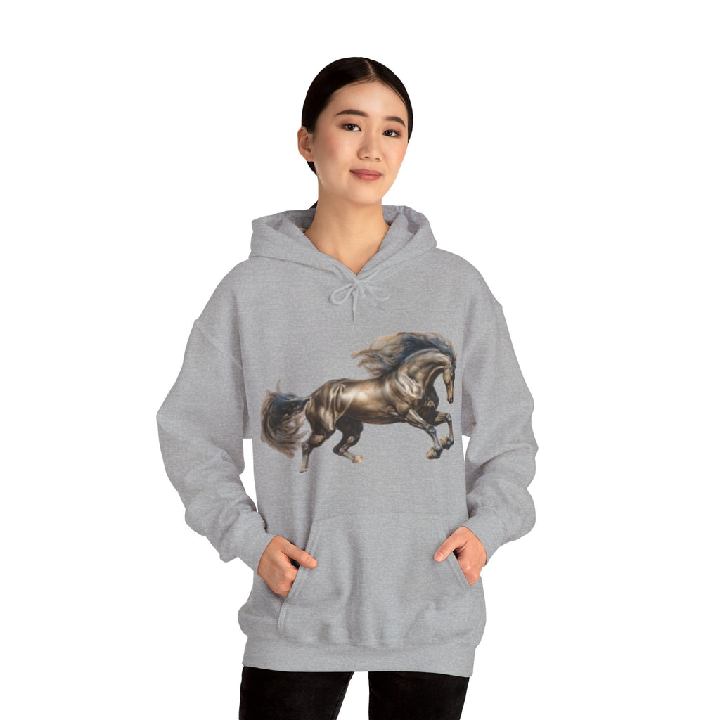 Galloping Stallion Hoodie – Realistic Bronze Horse Print