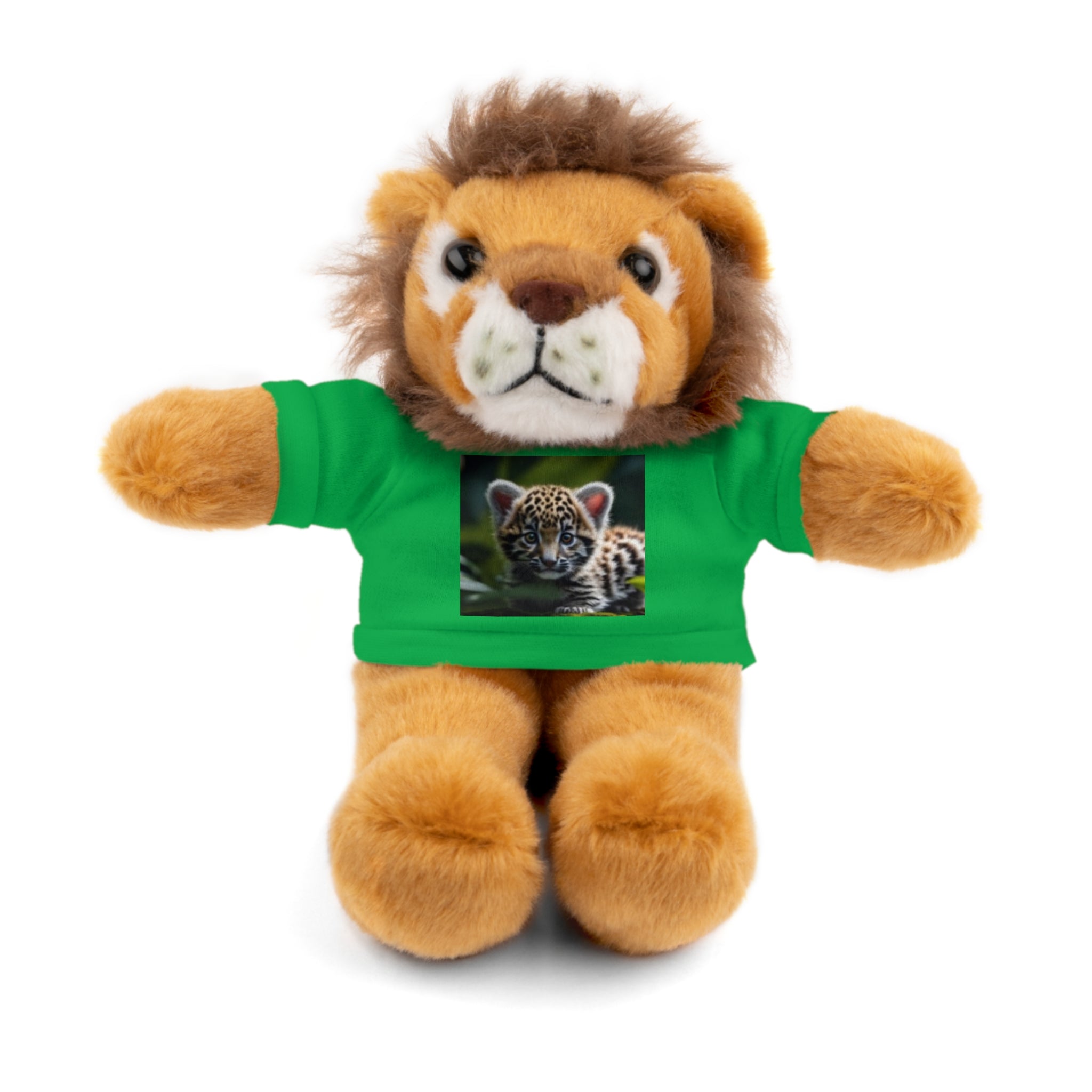 Plush Teddy Bear with Leopard Cub Tee — Cute Animal Gift for Kids & Wildlife Lovers