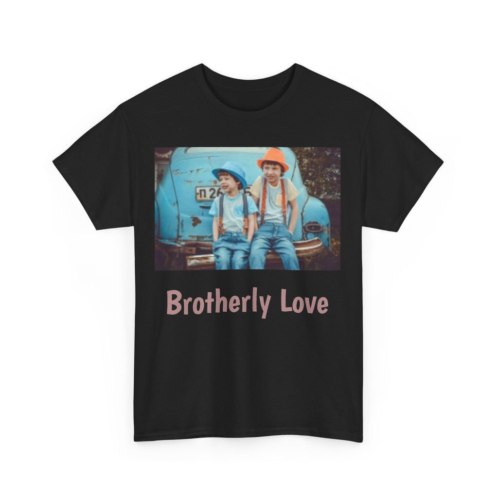 Vintage Kids Photo Tee – Retro Brothers Sitting by Classic Car
