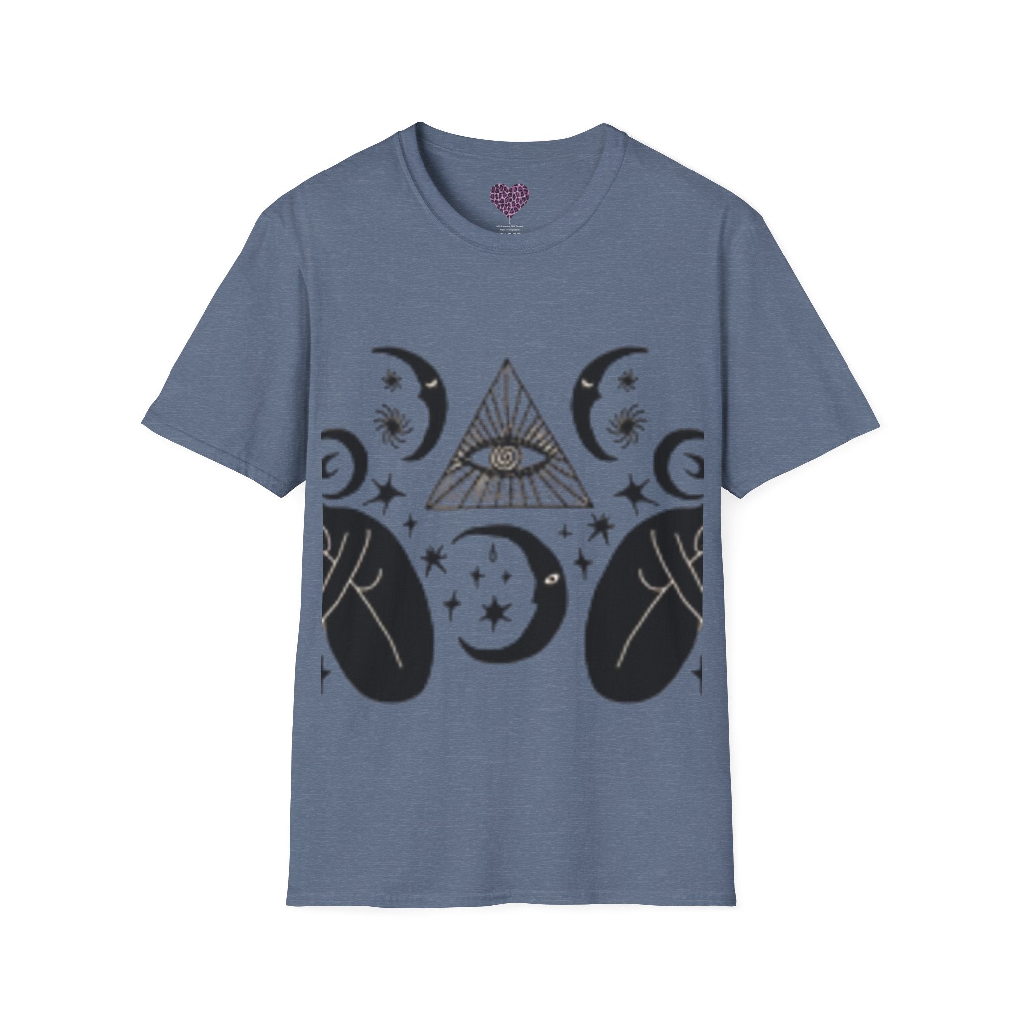 T-shirt Mystic Moon Eye — T-shirt graphique Celestia avec empiècement floral au dos