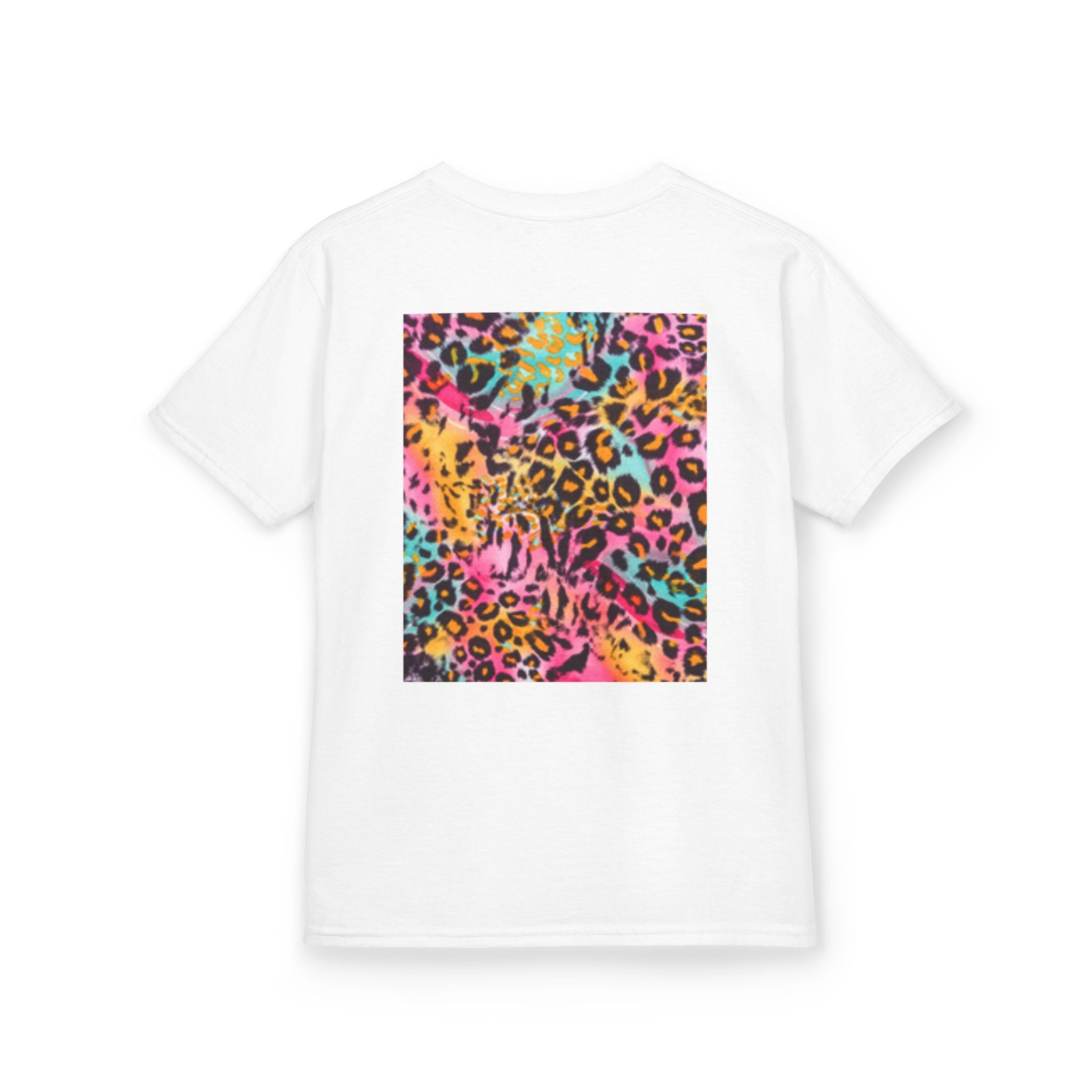 Kids Leopard Cub T-shirt — Colorful Leopard Print Back