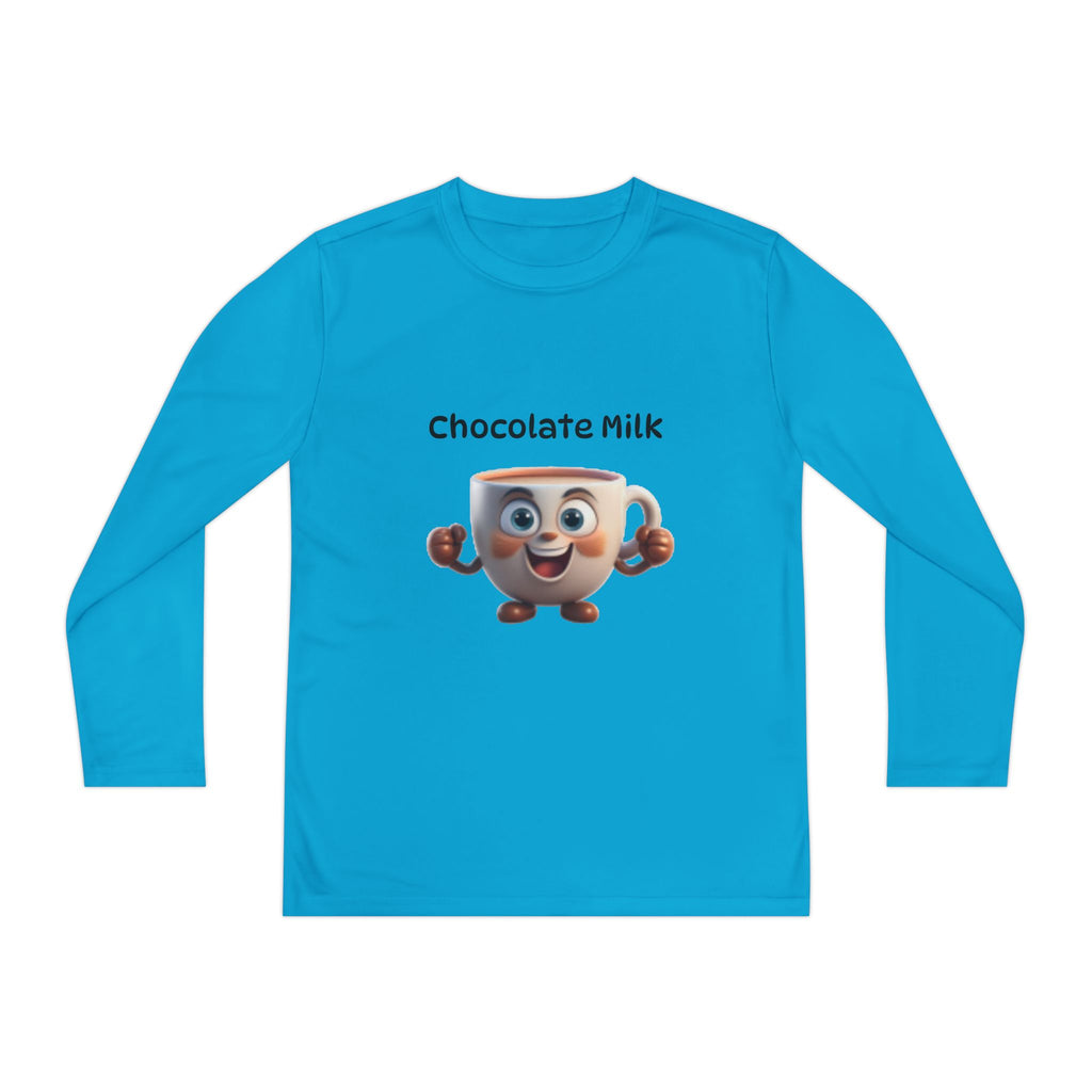 Kids Long Sleeve Tee — Smiling Cartoon Coffee Cup Graphic