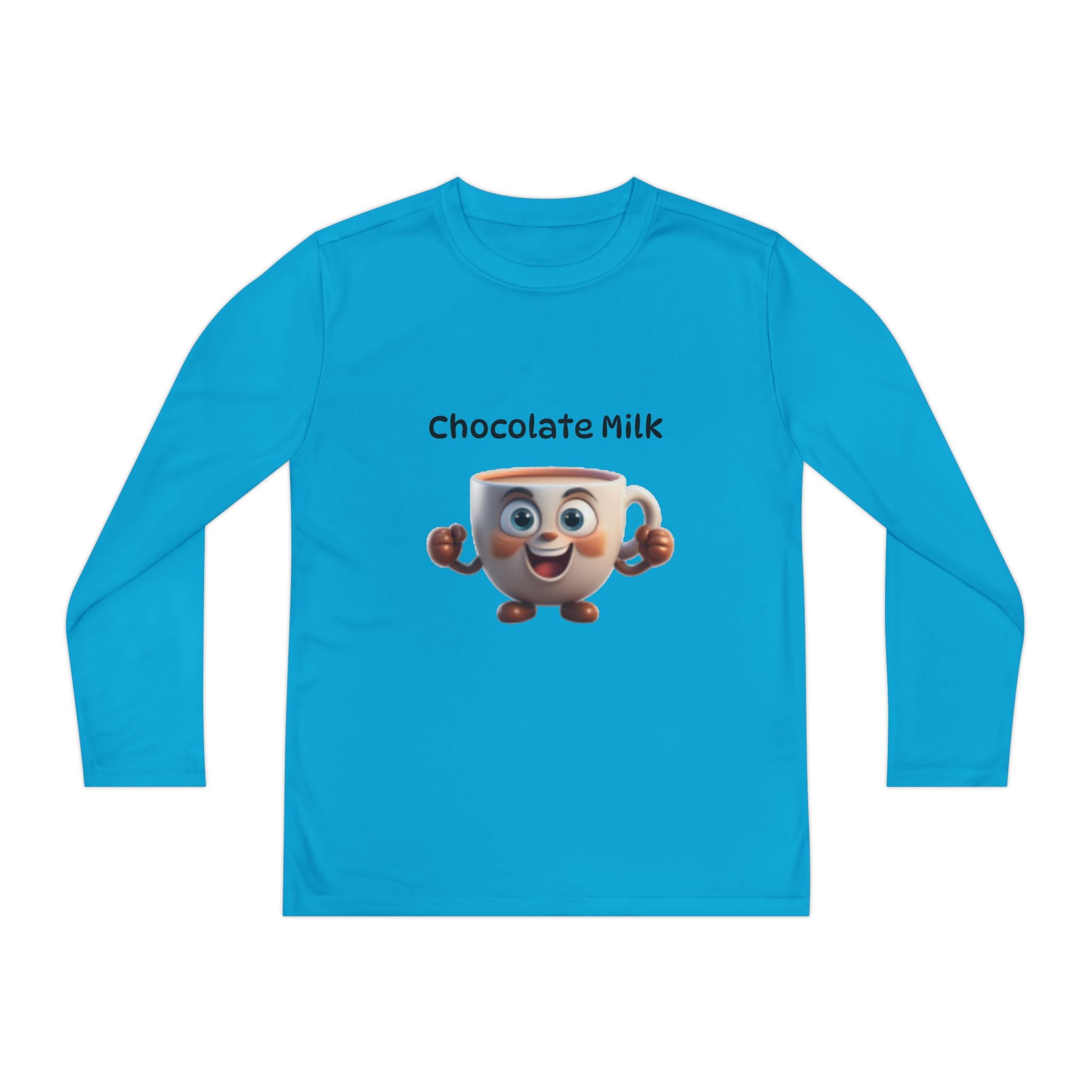 Kids Long Sleeve Tee — Smiling Cartoon Coffee Cup Graphic