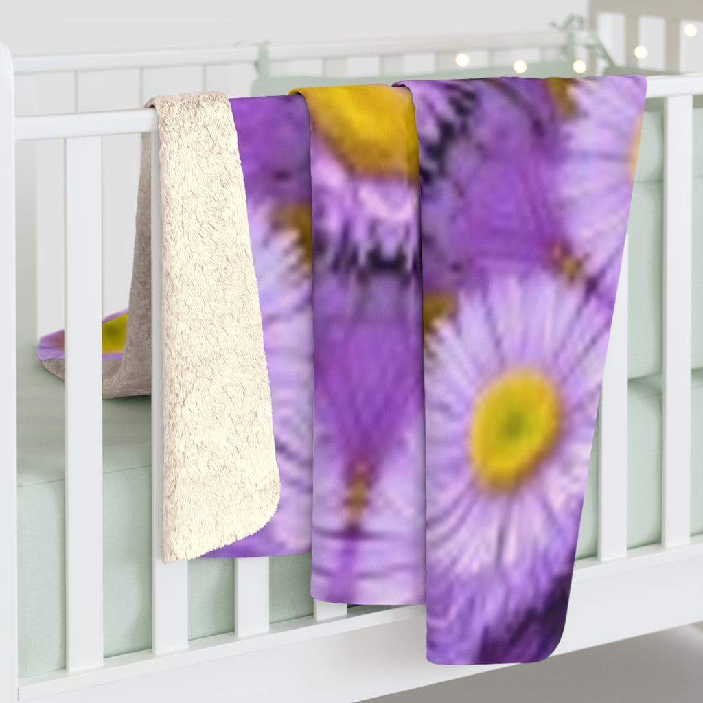 Purple Daisy Kaleidoscope Sherpa Blanket