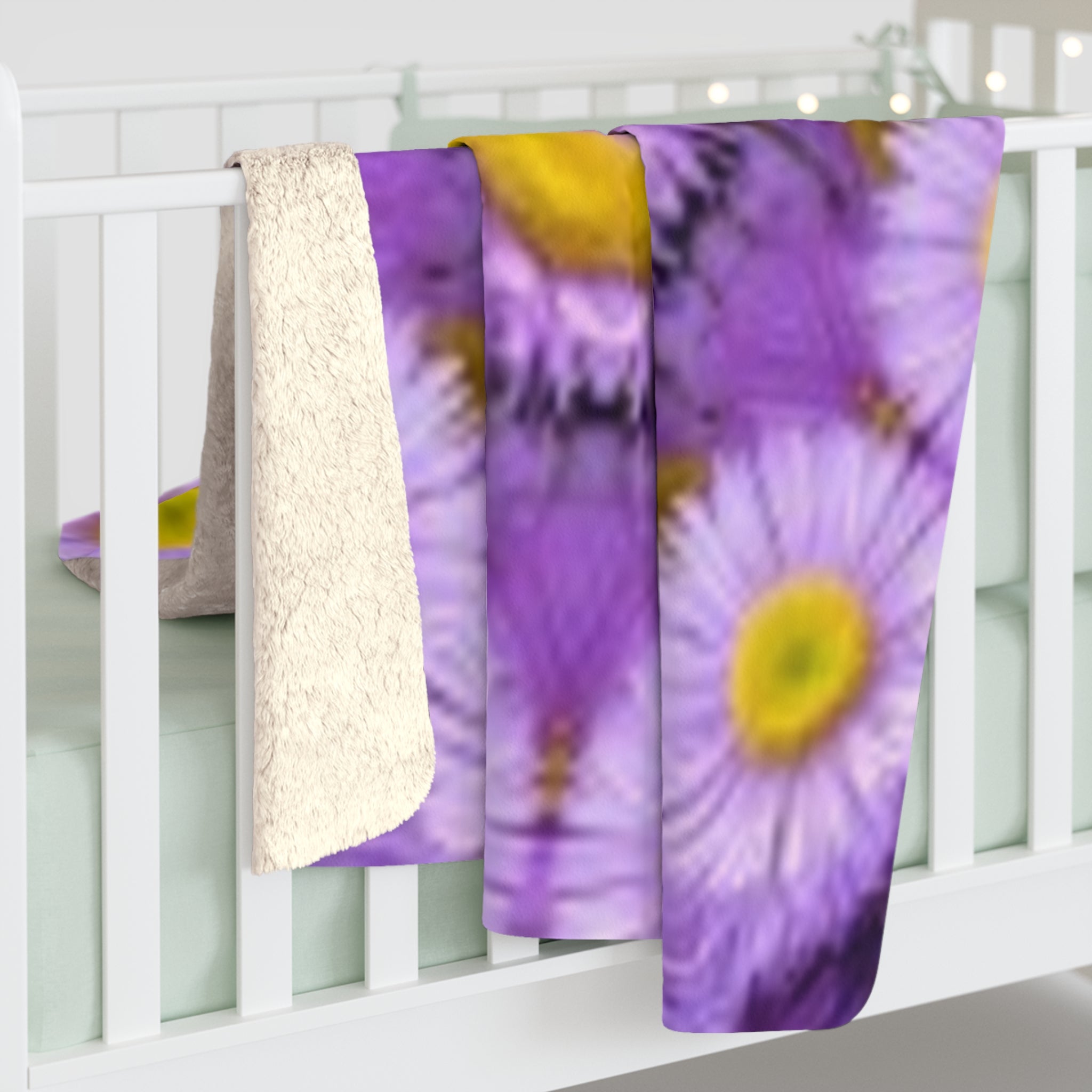Purple Daisy Kaleidoscope Sherpa Blanket