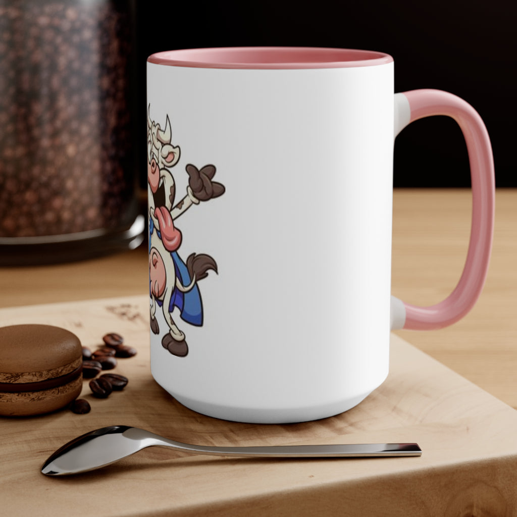 Funny Cow Beer Accent Mug — Pink Interior Coffee Cup for Farm, Brewery & Party Gifts