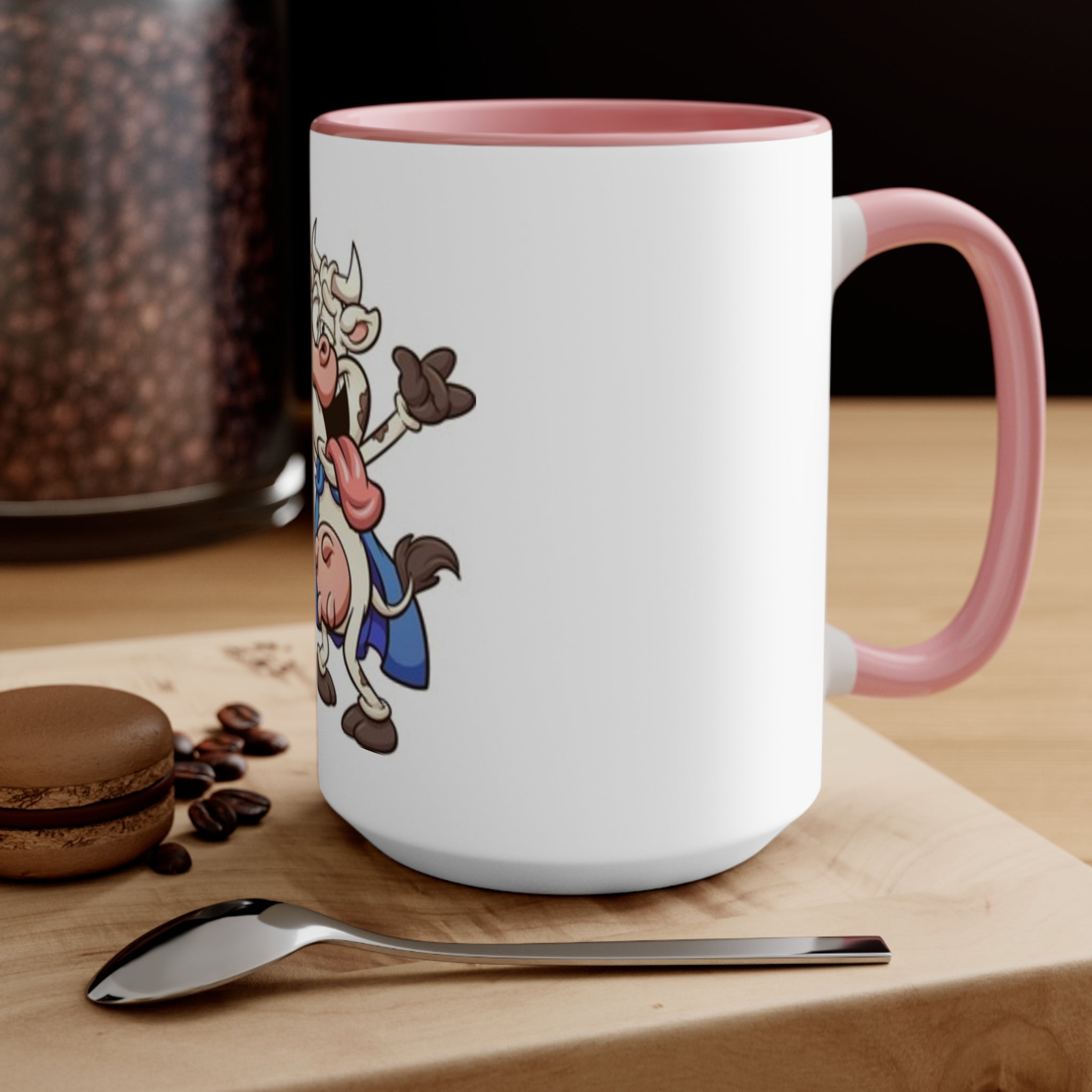 Funny Cow Beer Accent Mug — Pink Interior Coffee Cup for Farm, Brewery & Party Gifts