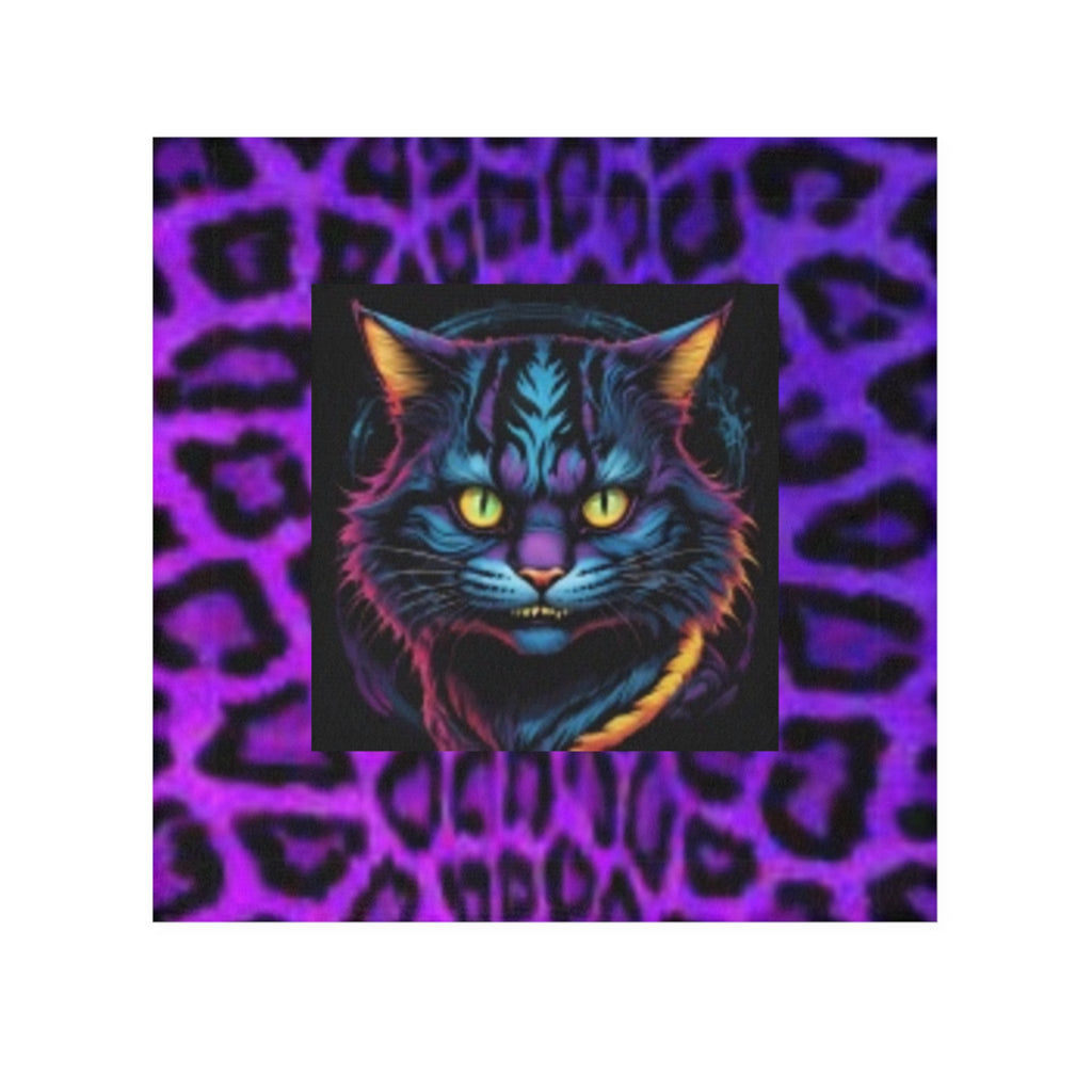 Neon Leopard Cat Face Towel — Vibrant Retro Cat Hand Towel