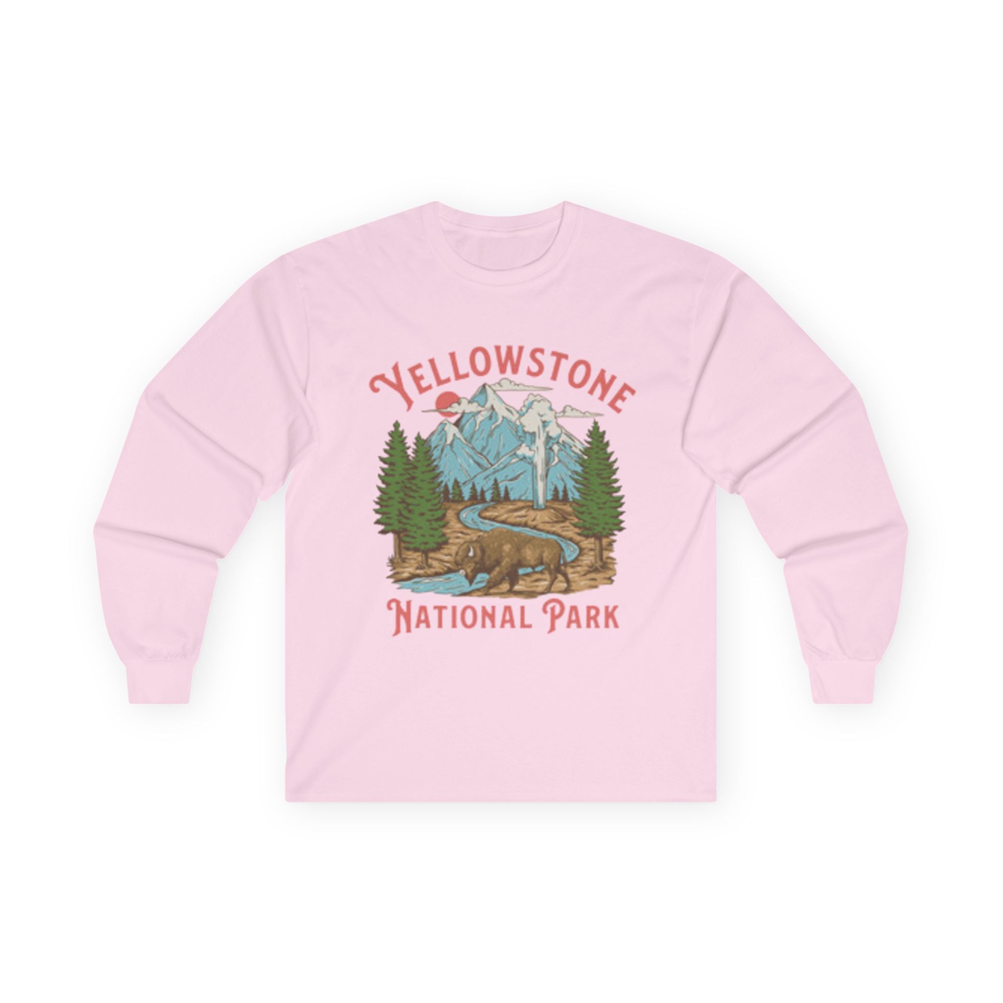 Yellowstone National Park Long Sleeve Tee — Vintage Mountain Camping T-Shirt