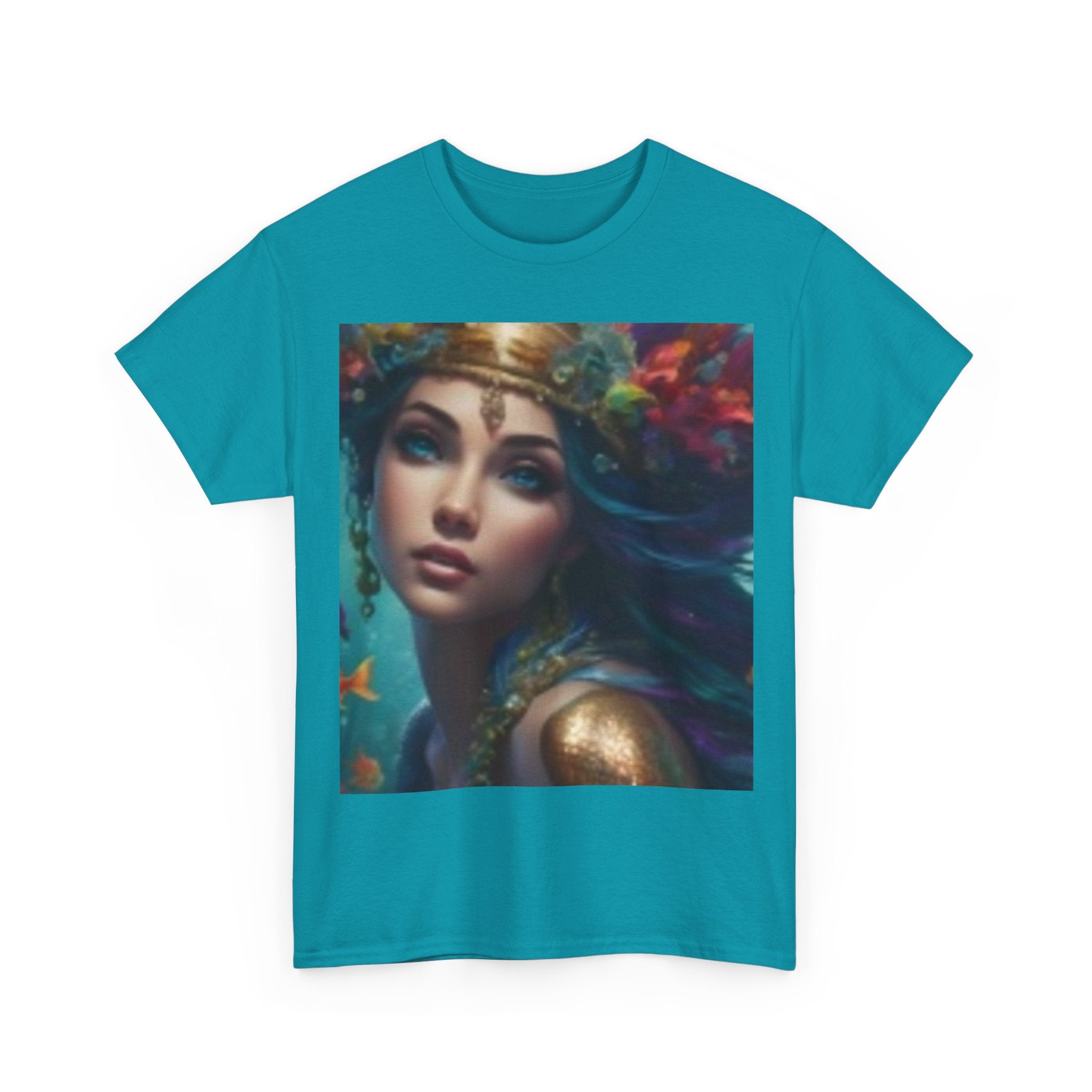 Mythic Sunset Portrait Tee — Artistic Goddess & Vibrant Sunset Graphic T-Shirt