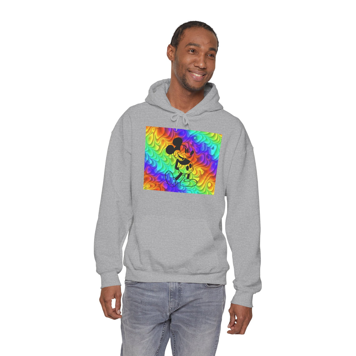 Mickey Mouse Rainbow Colors Unisex Heavy Blend Hooded Sweatshirt Warm & Cozy