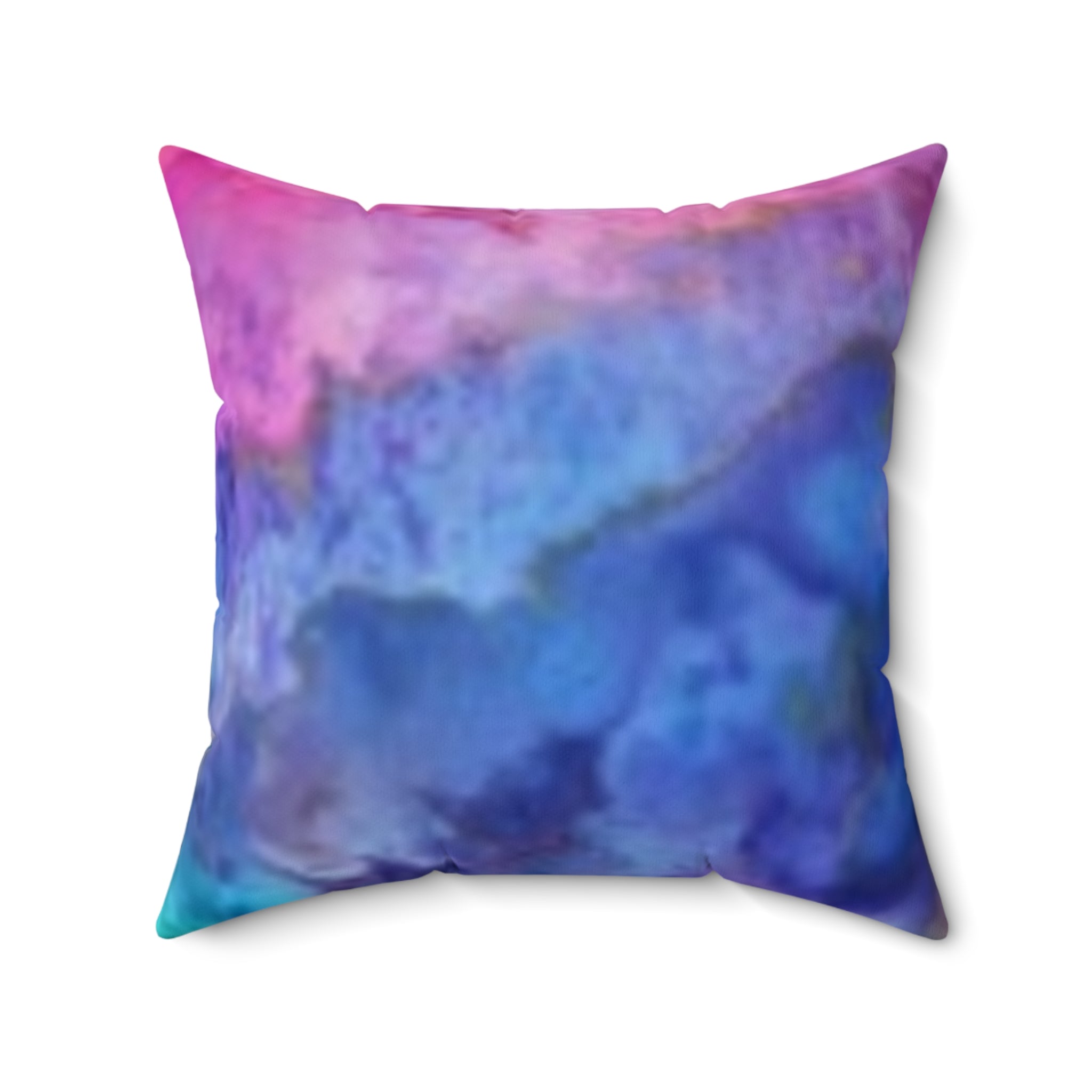 Watercolor Abstract Throw Pillow — Vibrant Pink Blue Decorative Cushion