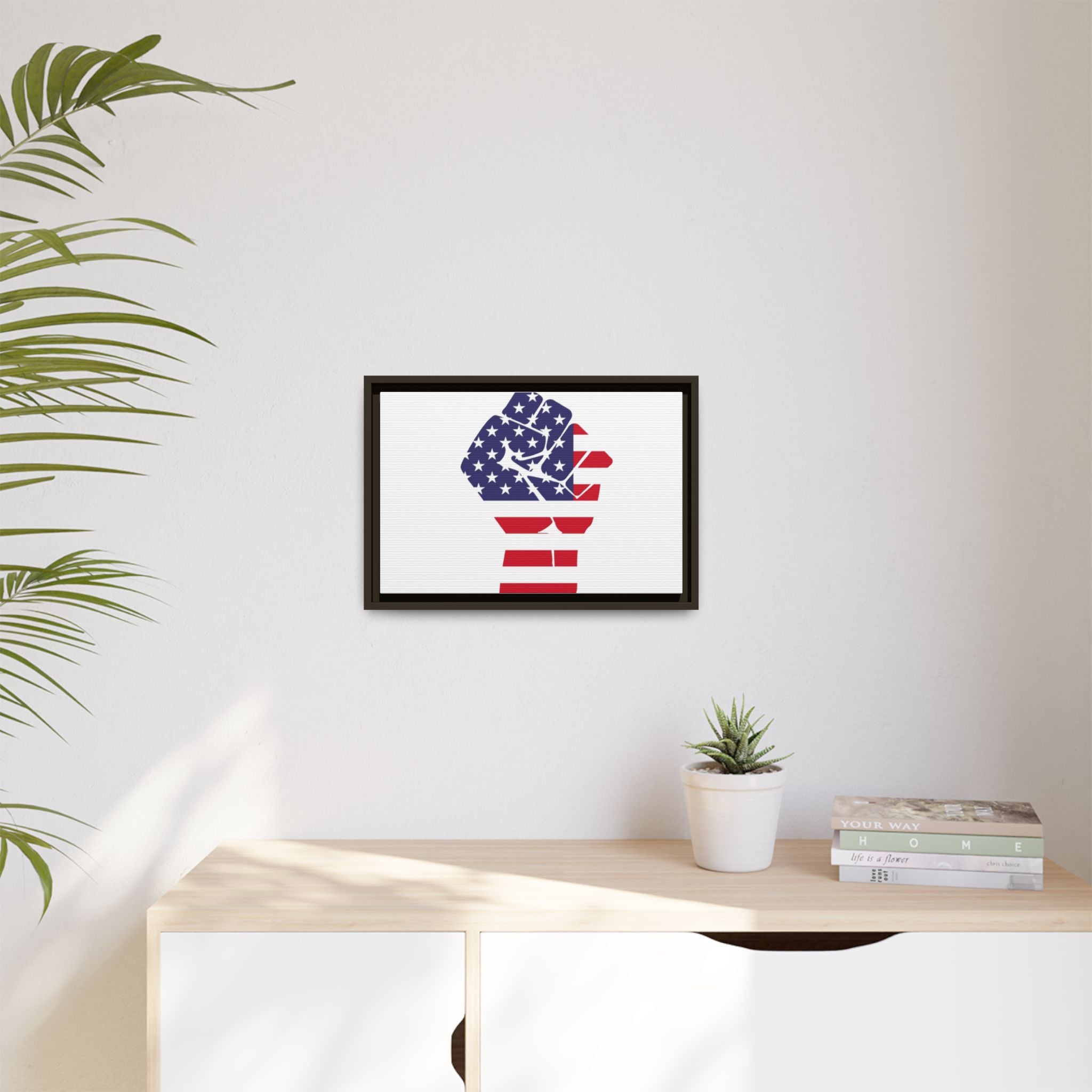 Framed Canvas Print – American Flag Fist Wall Art