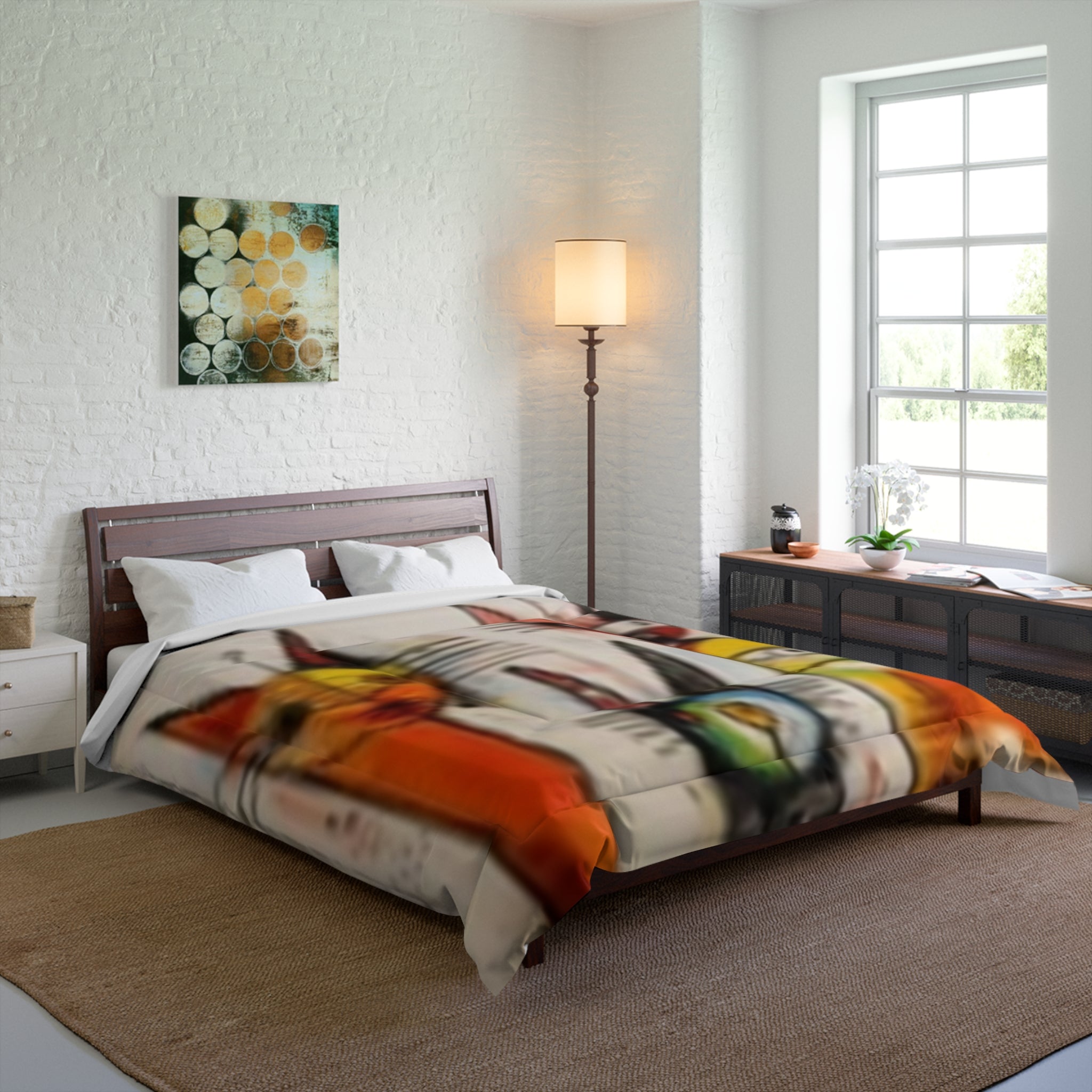 Colorful Abstract Cats Comforter — Modern Artistic Cat Bedding