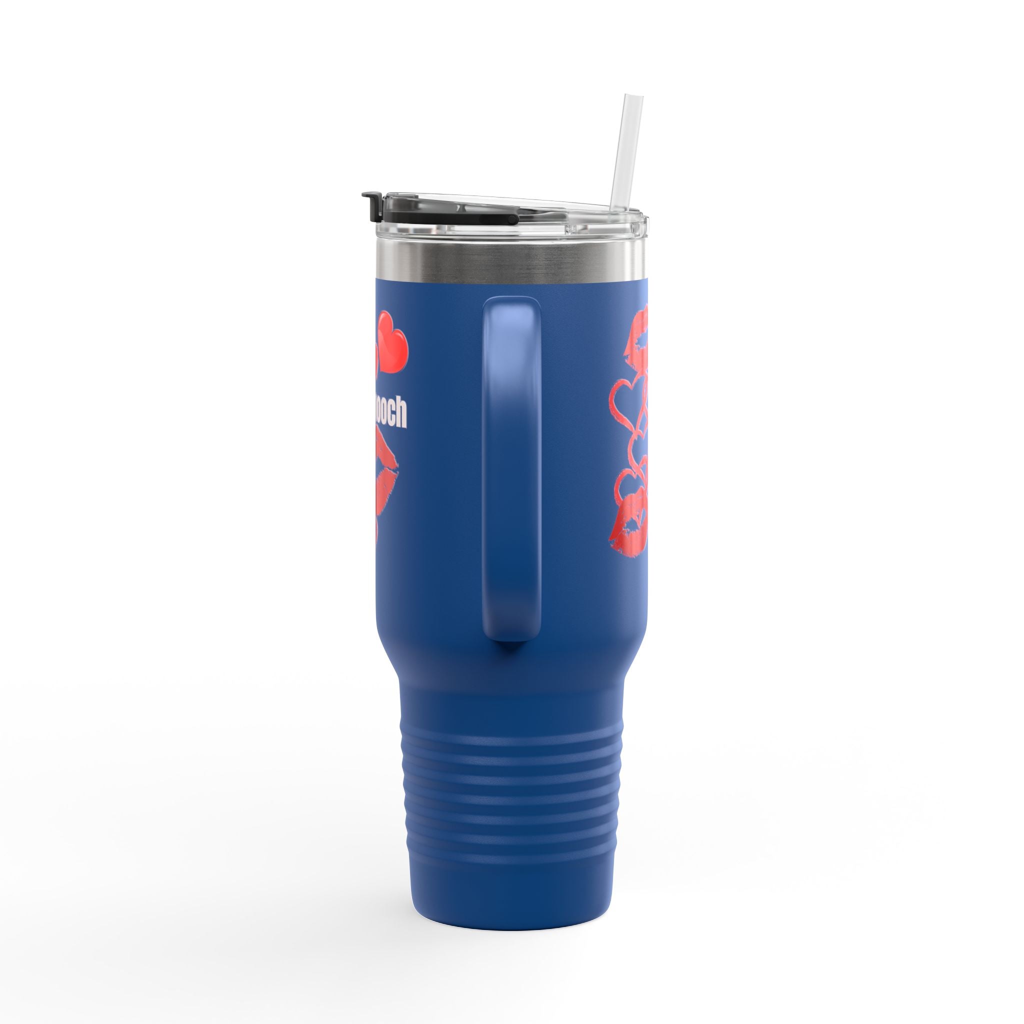 40oz Insulated Travel Mug with Heart Let's Smooch  – Large Tumbler for Coffee & Cold Drinks