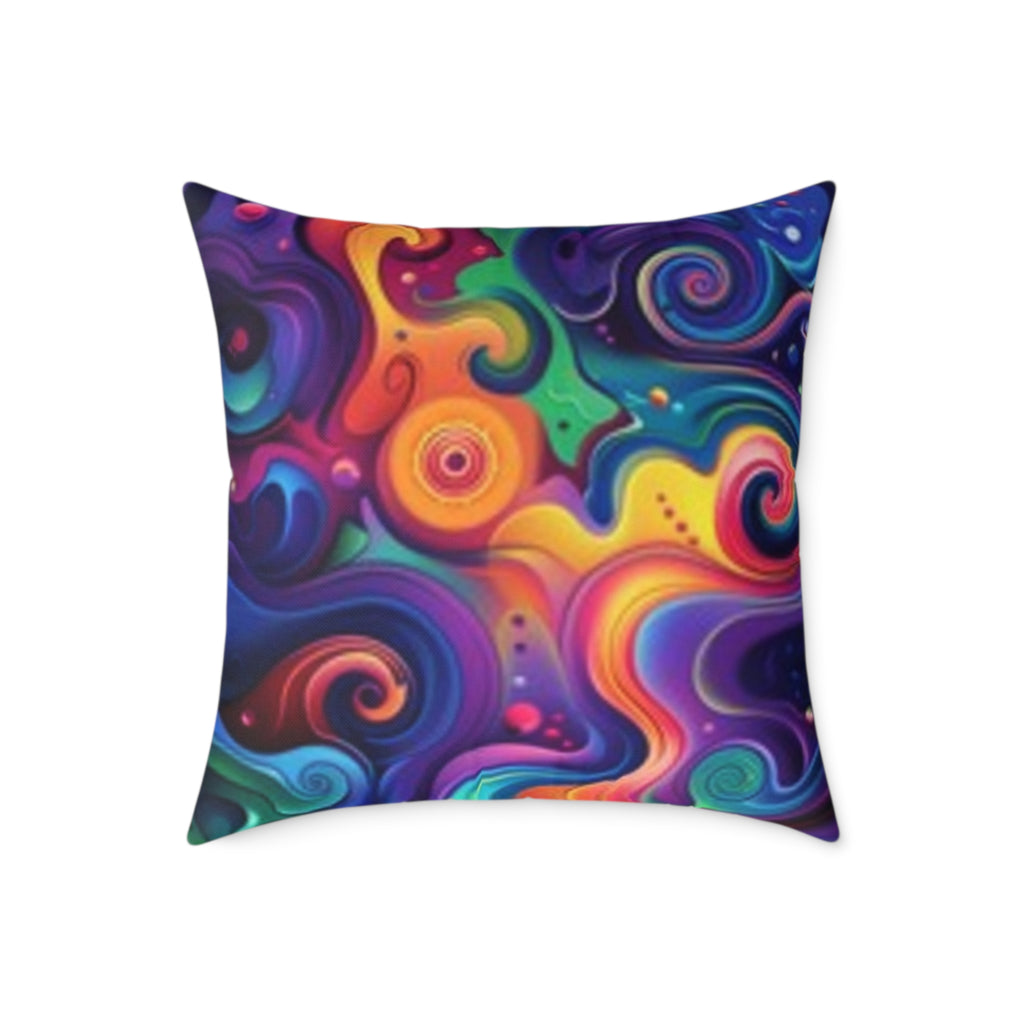 Psychedelic Zebra Swirl Square Throw Pillow