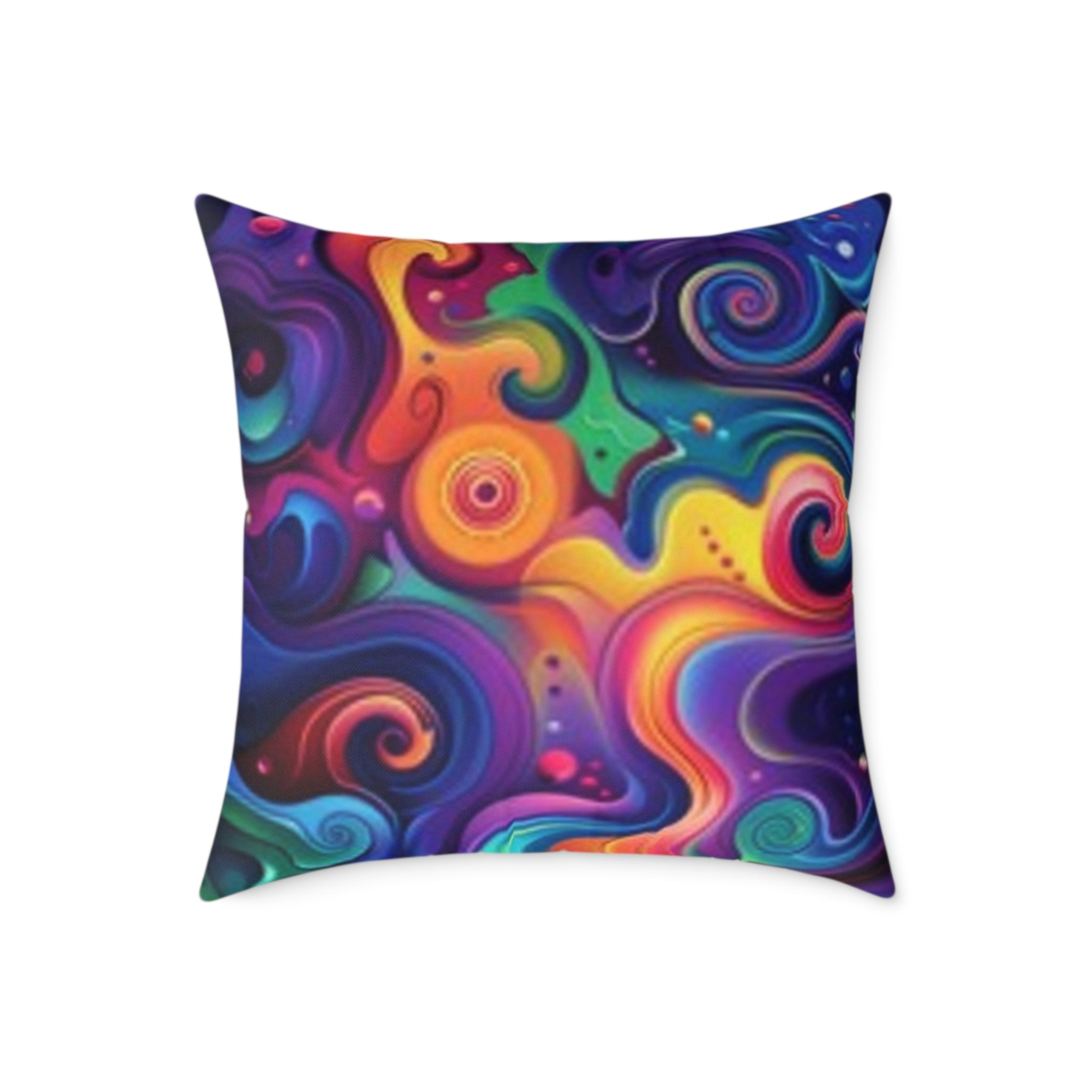 Psychedelic Zebra Swirl Square Throw Pillow