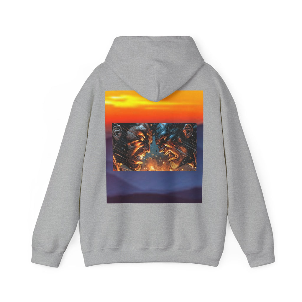 Marijuana Leaf Hoodie with Two Men Angry — Casual Streetwear Pullover