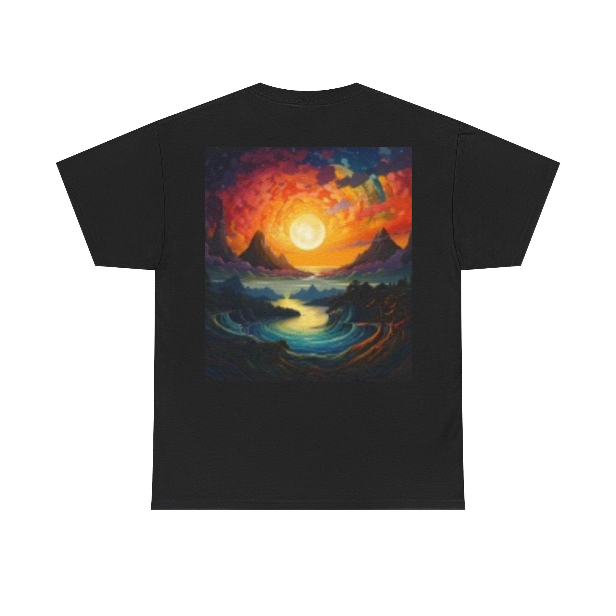Nature Scene T-shirt— Five Bears in  River & Sunset Landscape T-Shirt