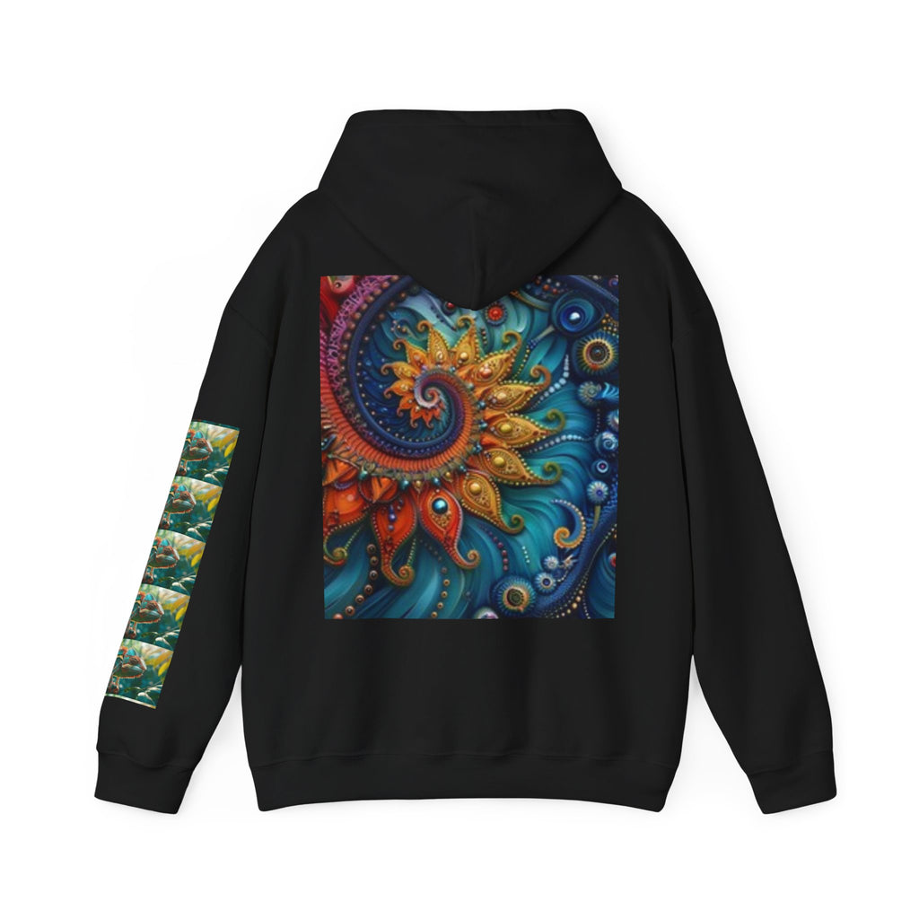 Psychedelic Mushroom Creatures Hoodie — Colorful Fractal Art Pullover