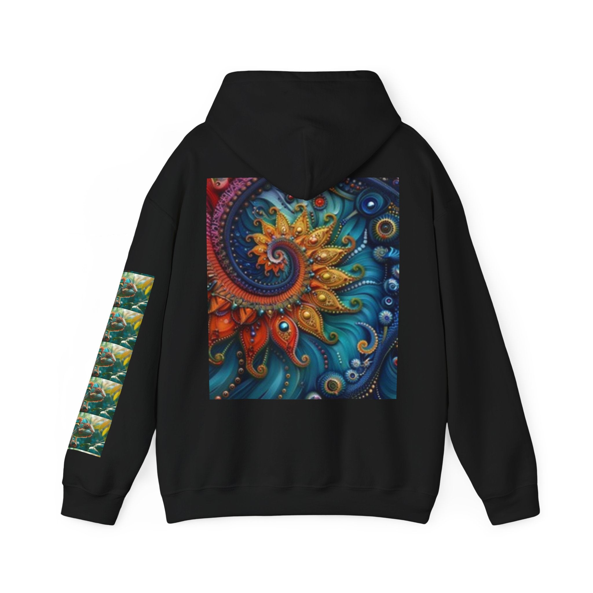 Psychedelic Mushroom Creatures Hoodie — Colorful Fractal Art Pullover