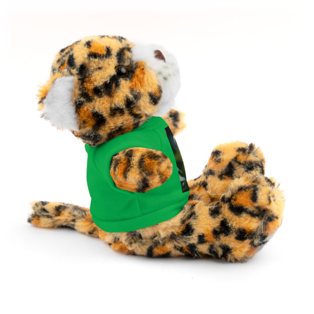 Plush Teddy Bear with Leopard Cub Tee — Cute Animal Gift for Kids & Wildlife Lovers