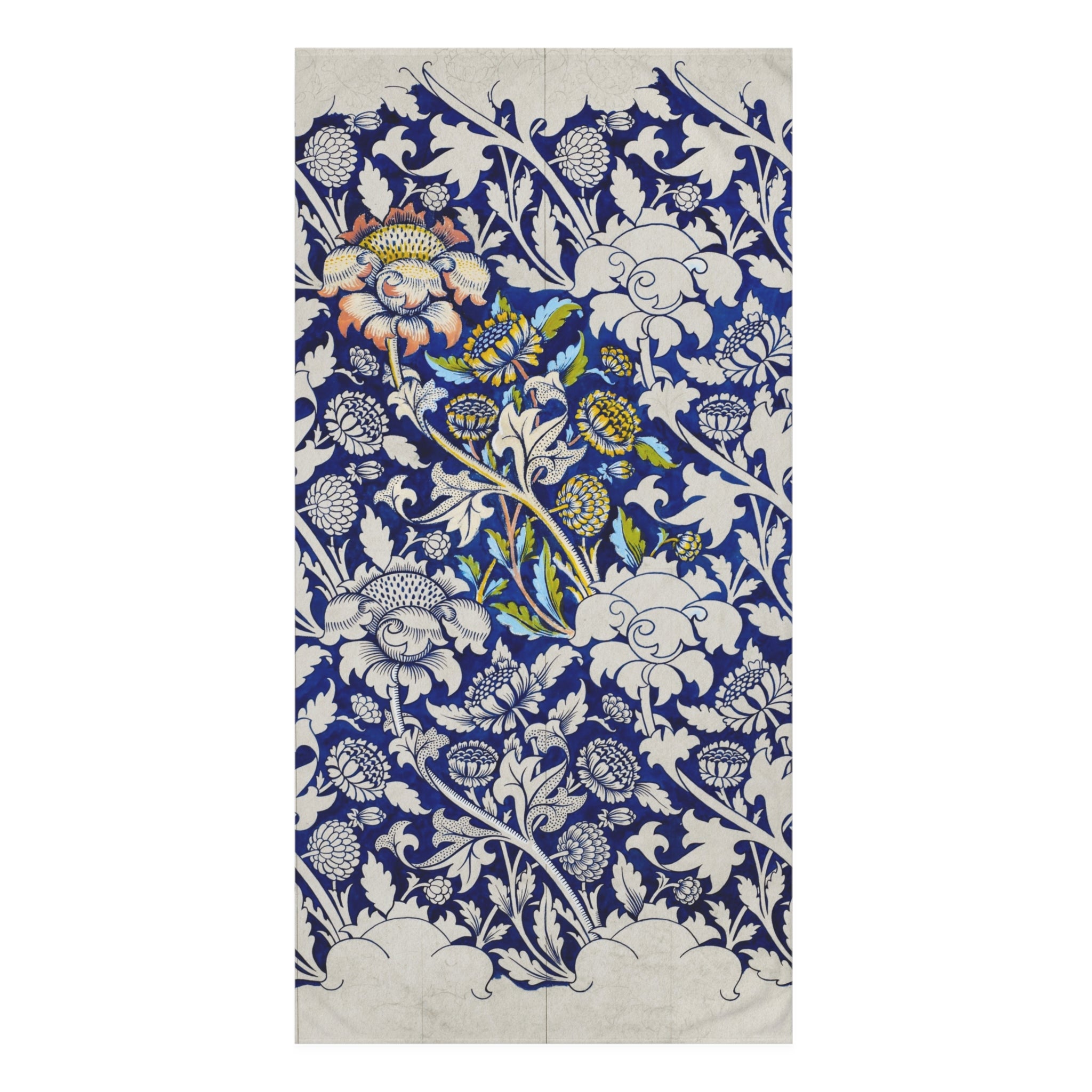 Floral Blue Persian-Inspired Cotton Towel