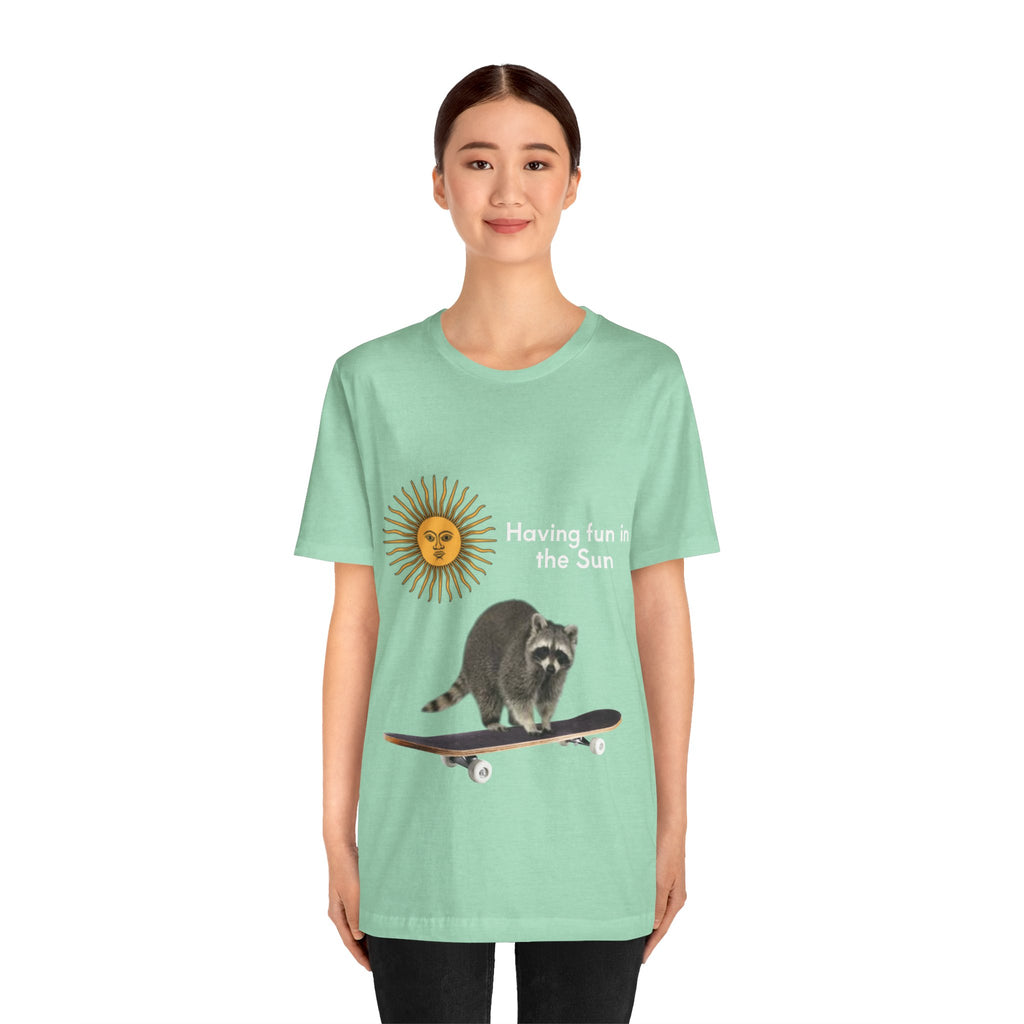 Raccoon Riding Skateboard T-Shirt — Cute Skate & Wildlife Graphic Tee