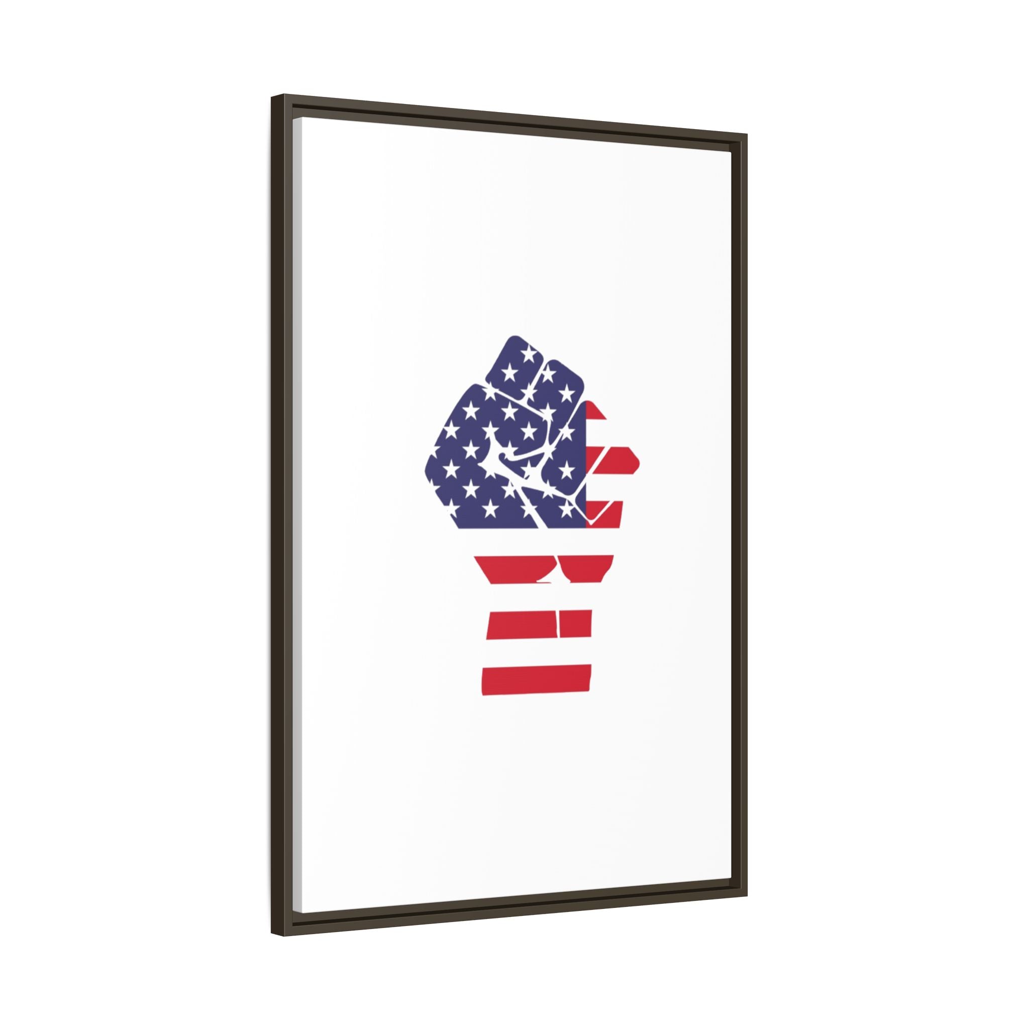 Framed Canvas Print – American Flag Fist Wall Art