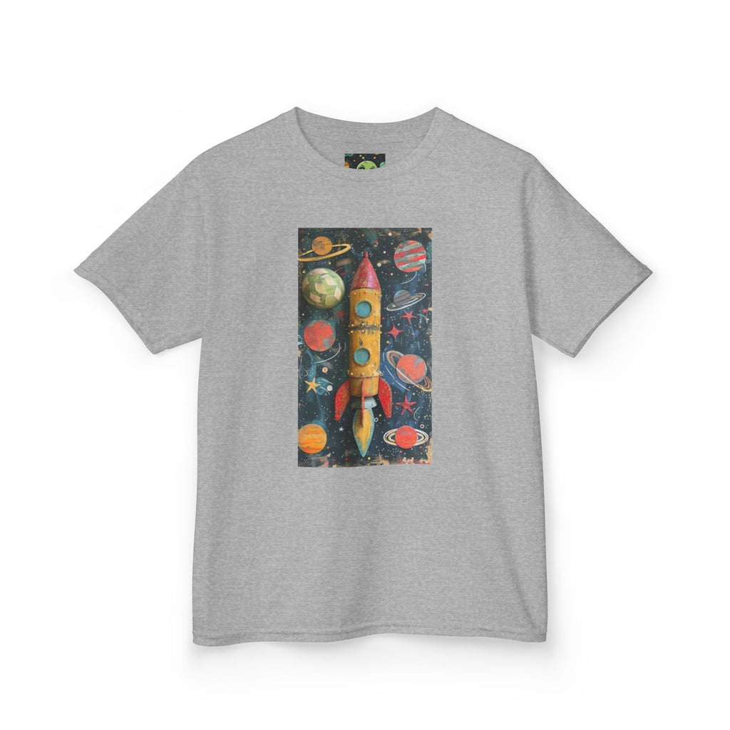Kids Rocket Space Tee — Colorful Planets & Rocketship Shirt for Young Astronauts