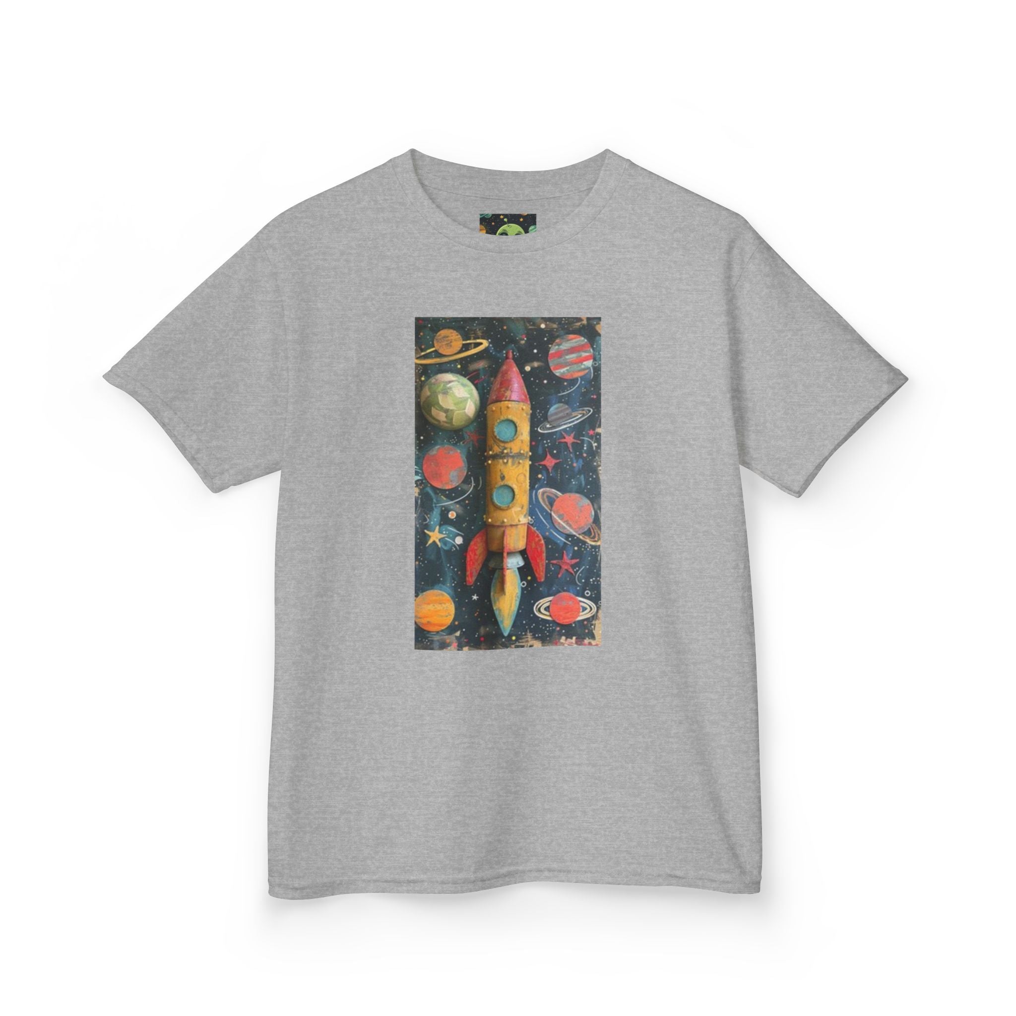 Kids Rocket Space Tee — Colorful Planets & Rocketship Shirt for Young Astronauts