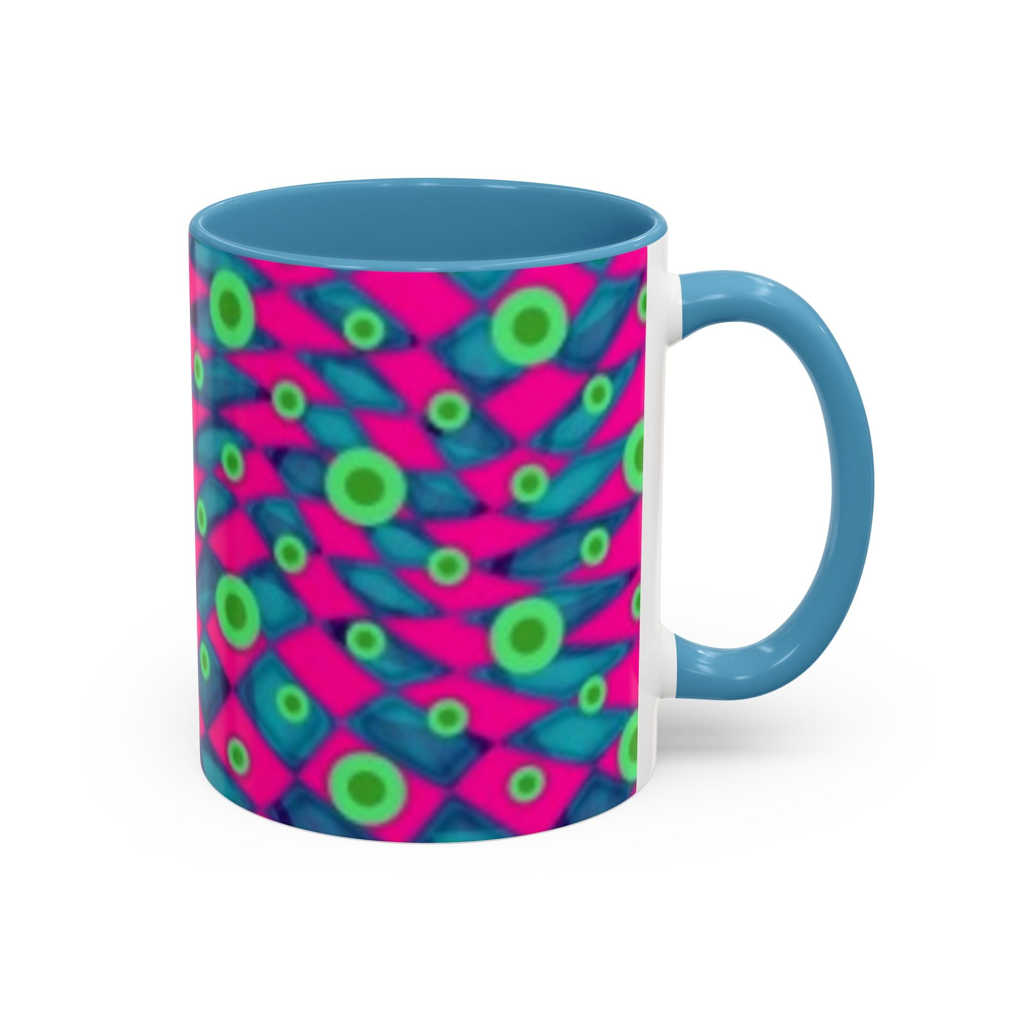 Abstract Neon Pattern Coffee Mug — Vibrant Retro Geometric Accent Mug (11/15oz)