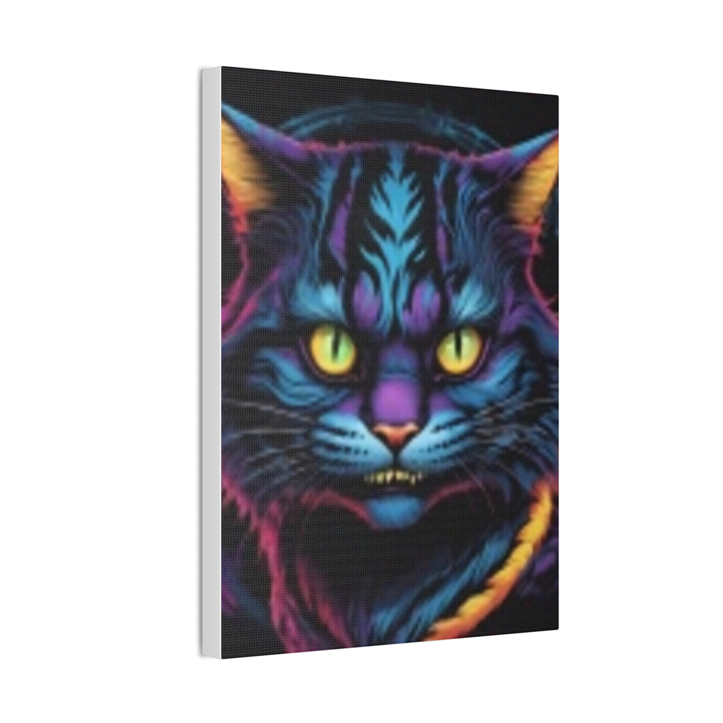 Neon Cat Canvas Print — Vibrant Neon-Fur Feline Wall Art