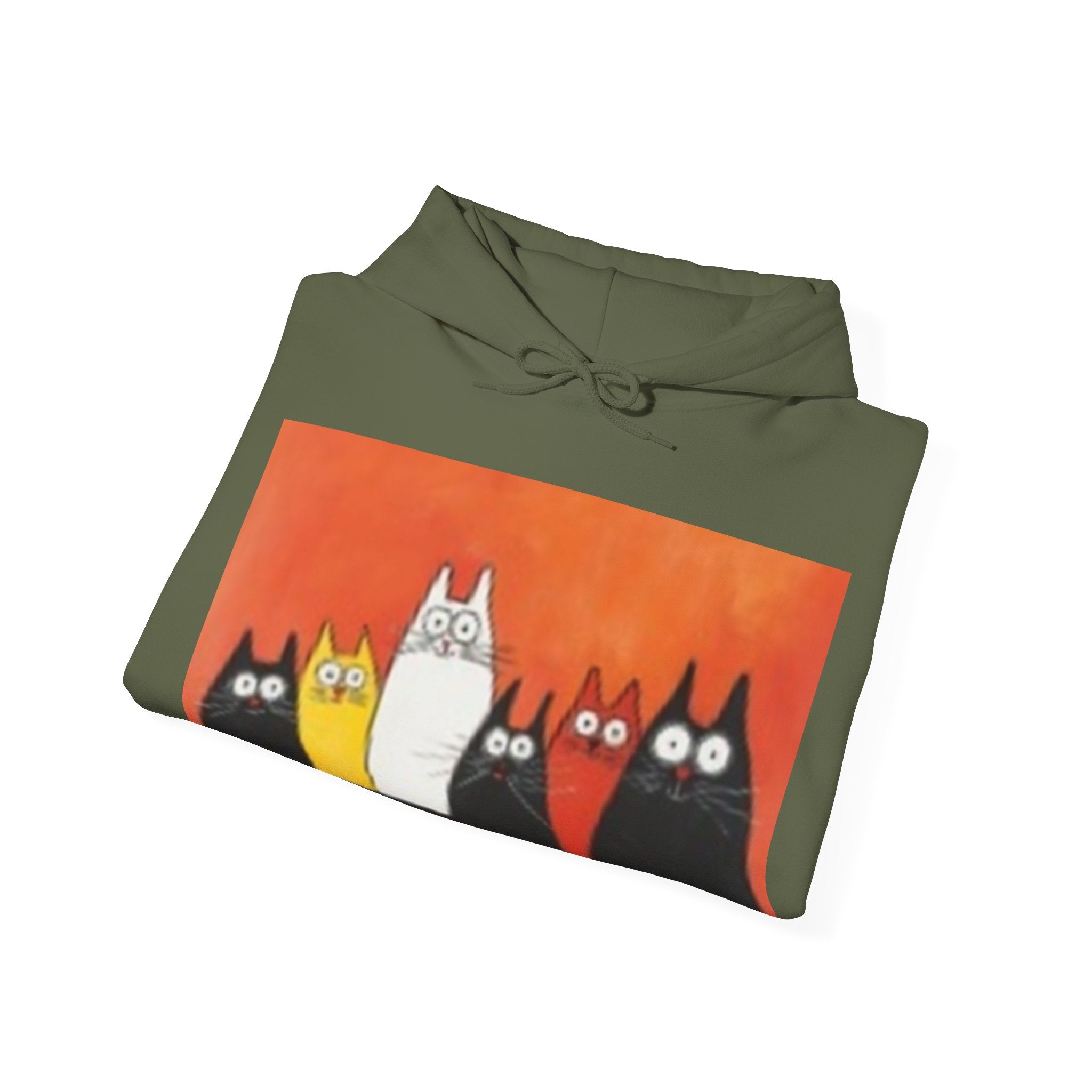 Cat Crew Hoodie — Colorful Curious Cats Graphic Sweatshirt