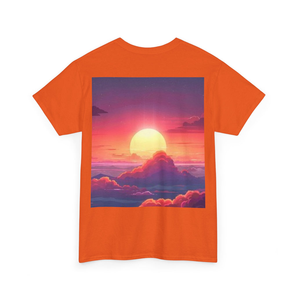 Mythic Sunset Portrait Tee — Artistic Goddess & Vibrant Sunset Graphic T-Shirt