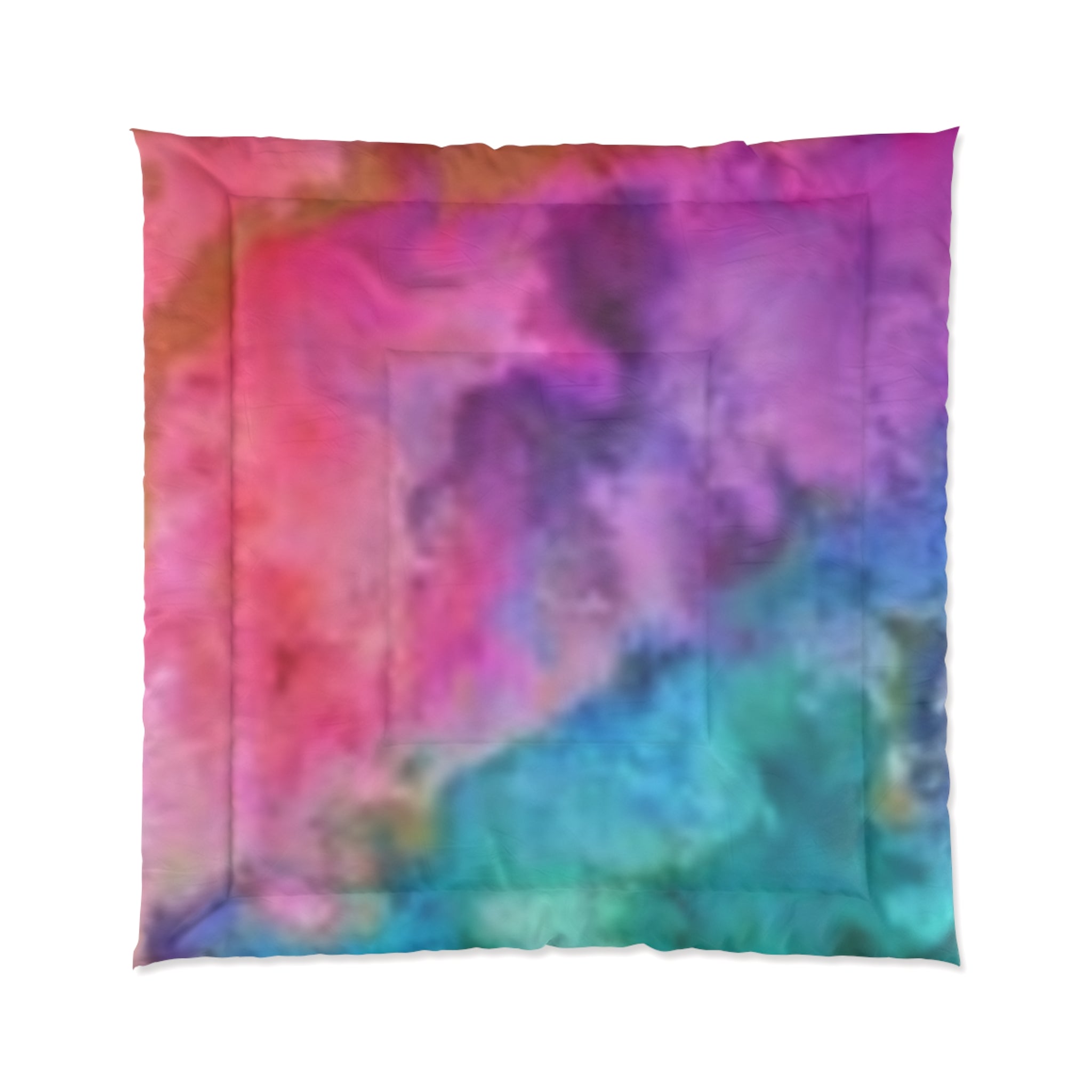Abstract Rainbow Watercolor Comforter - Vibrant Tie-Dye Bedding