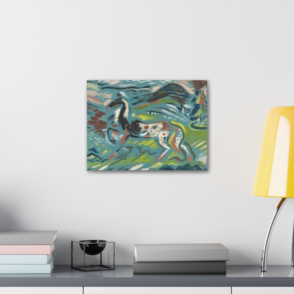 Abstract Horse Canvas Print — Colorful Surreal Animal Art on Stretched Canvas