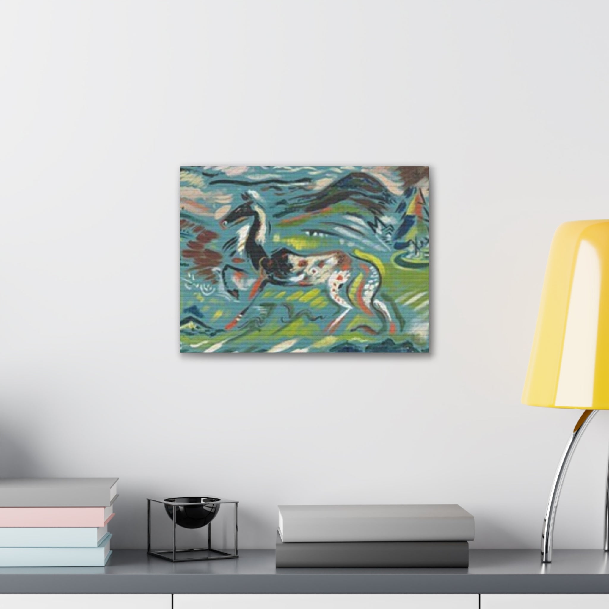 Abstract Horse Canvas Print — Colorful Surreal Animal Art on Stretched Canvas