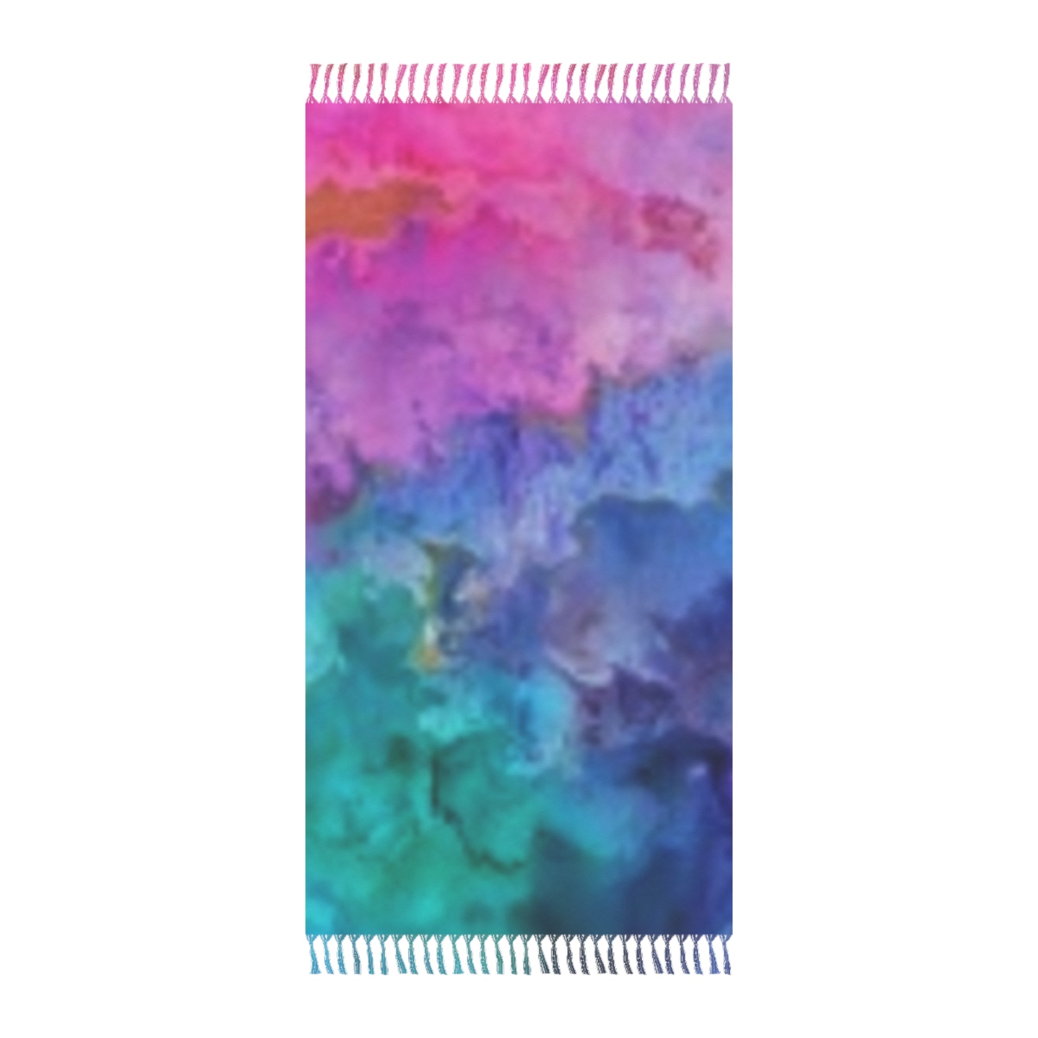 Boho Beach Towel — Watercolor Ombre Fringe Beach Cloth